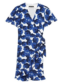 Print Ruffle Wrap Dress | Banana Republic Factory