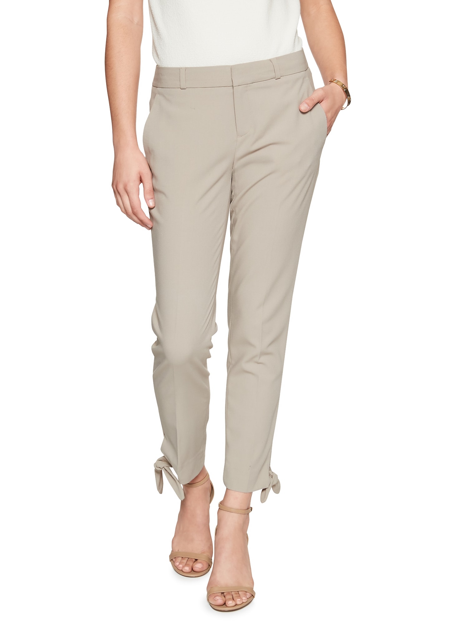 Avery Side Tie Hem Tailored Ankle Pant | Banana Republic Factory