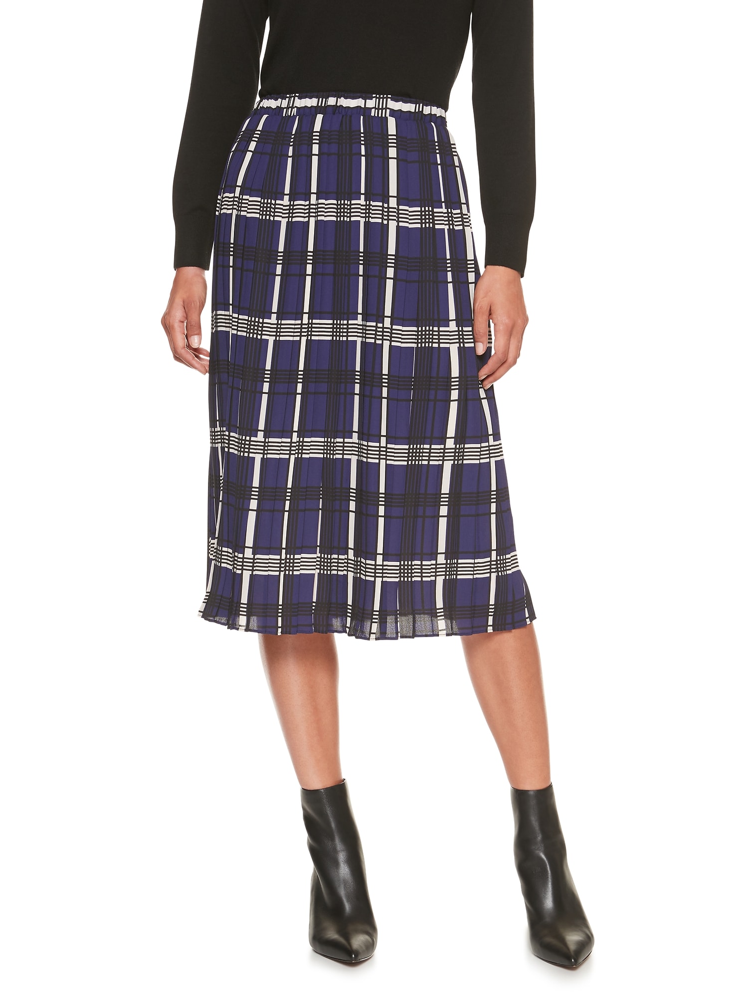 Plaid Pleated Midi Skirt | Banana Republic Factory