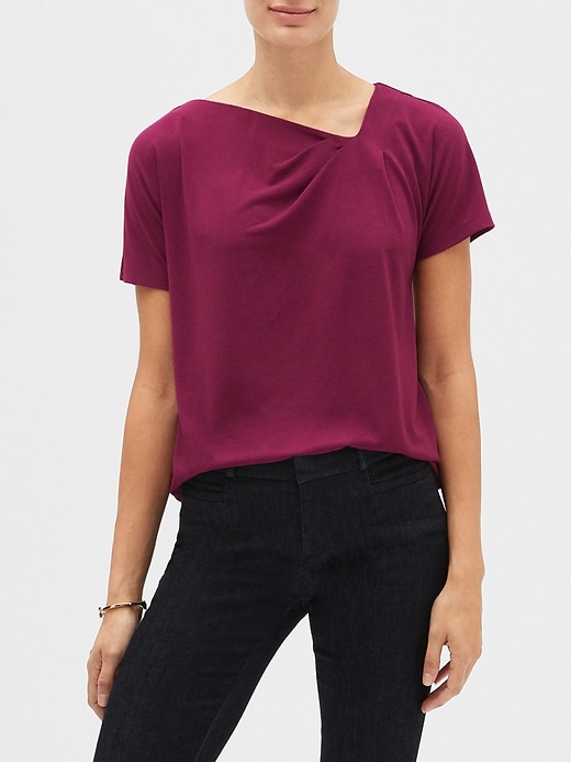 Crepe Asymmetrical Twist Neck Top