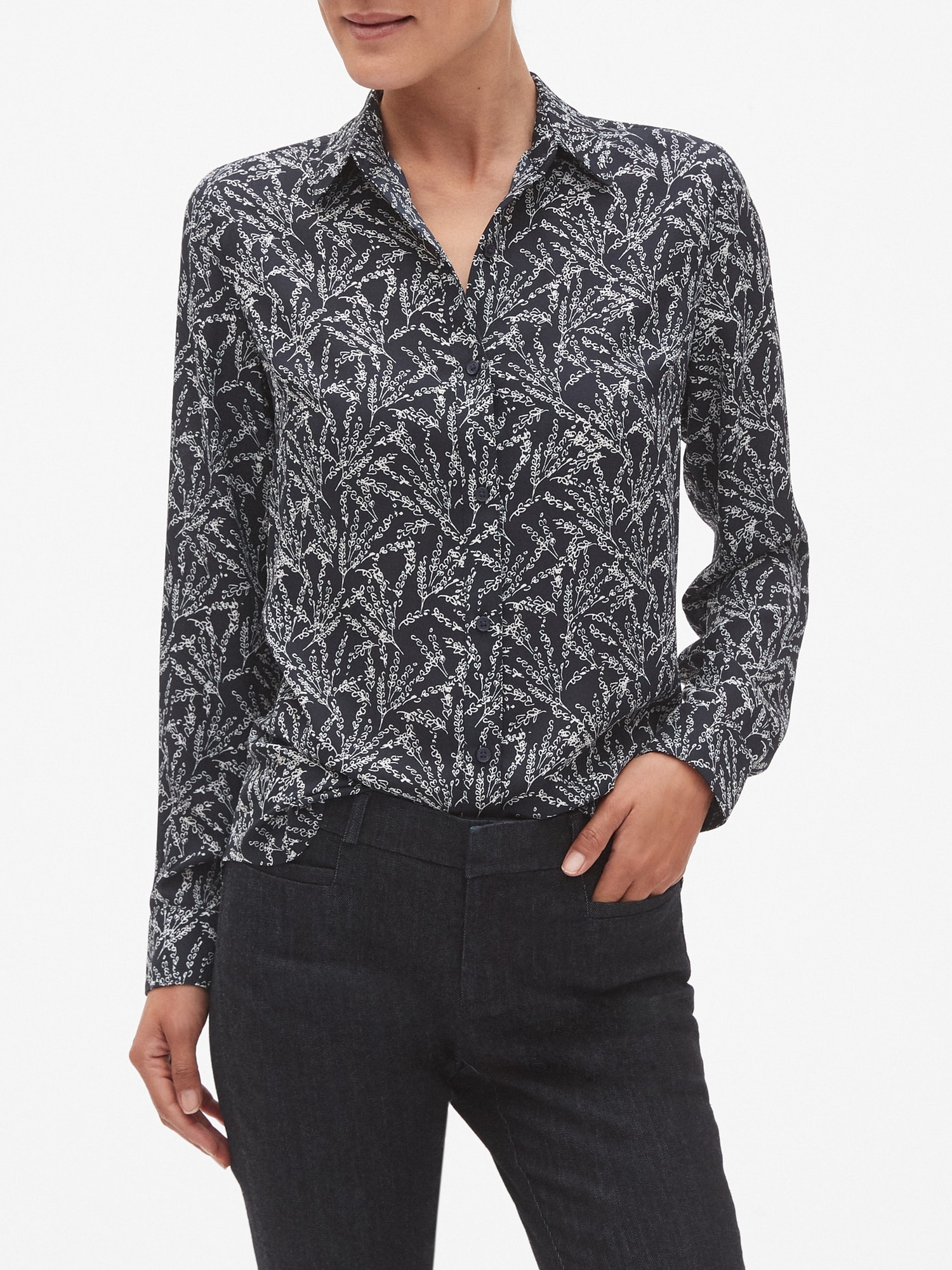 Print Drapey Classic Blouse Banana Republic Factory