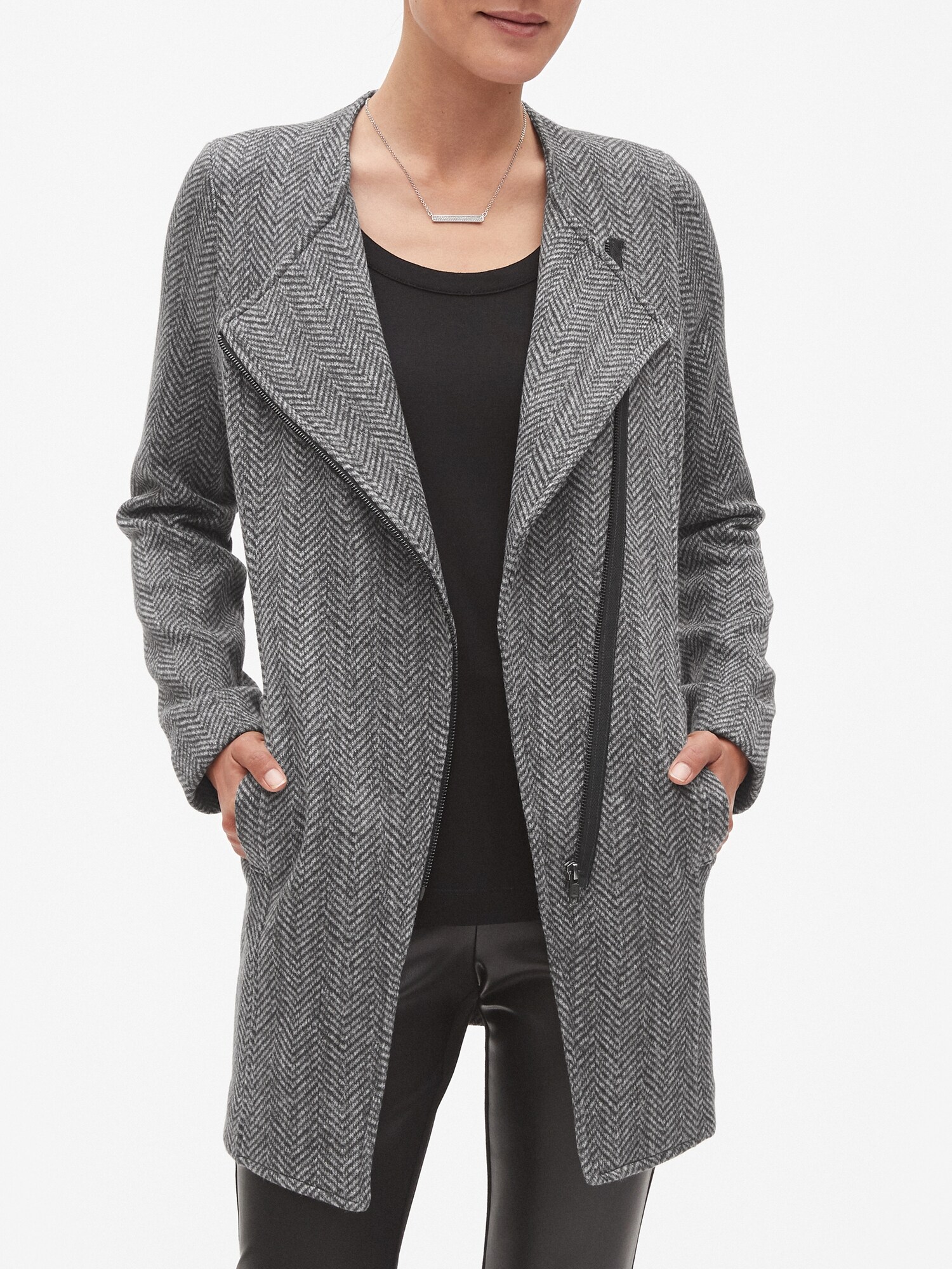 Printed Herringbone Fleece Jacket Banana Republic Factory