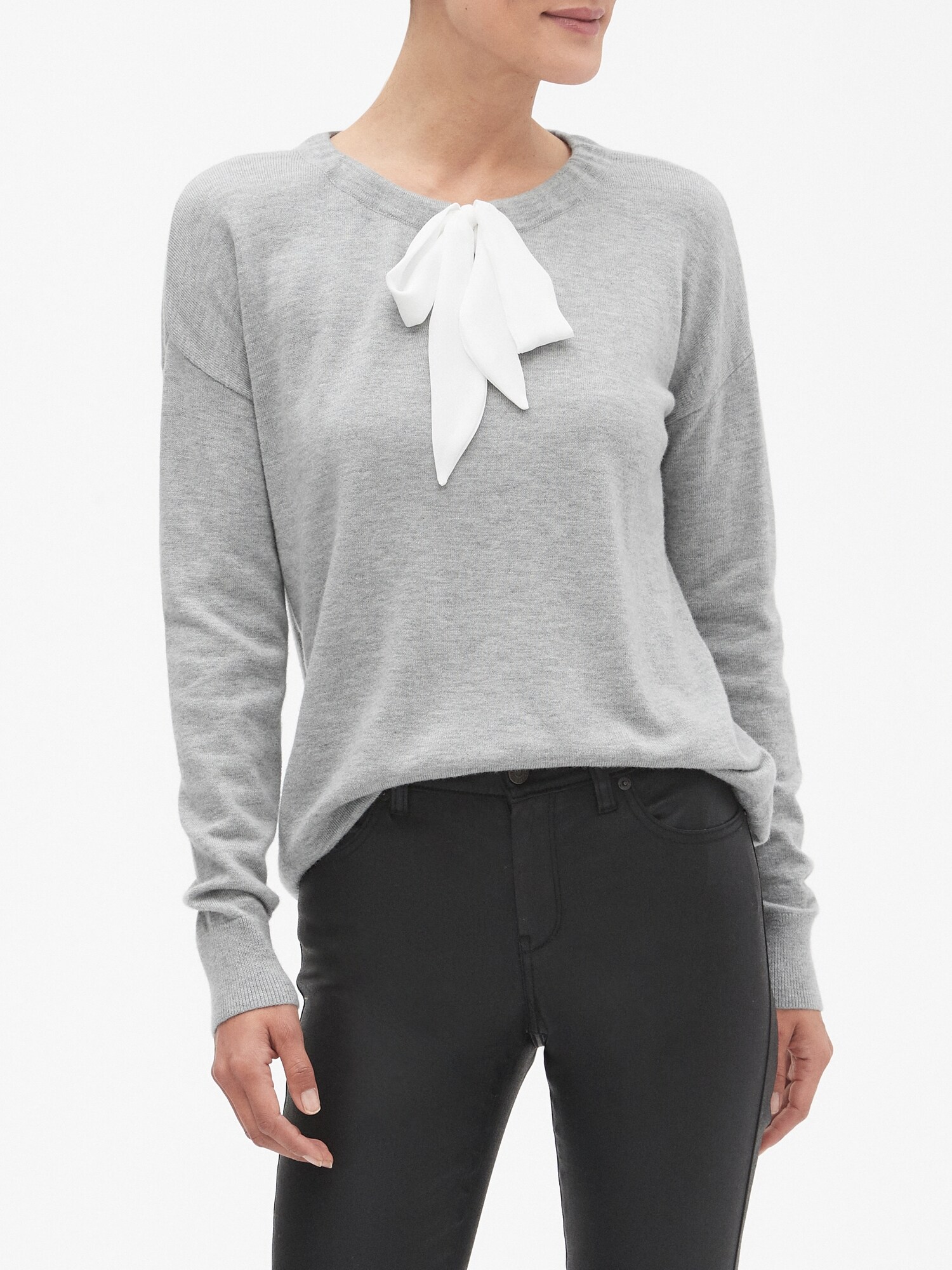 Bow tie with store crew neck sweater