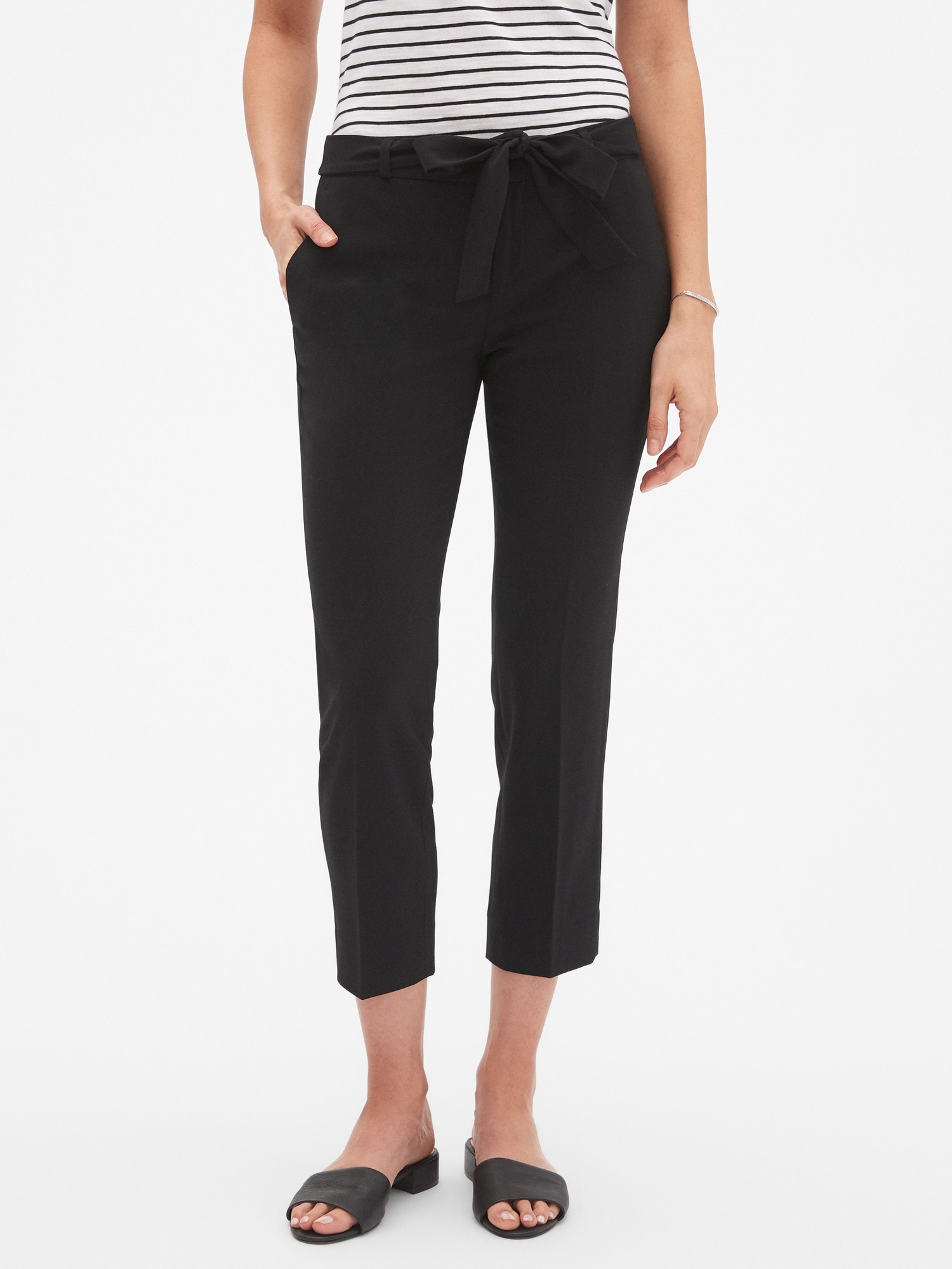 Petite Avery Tie-Waist Tailored Ankle Pant