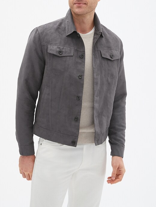 banana republic suede trucker jacket