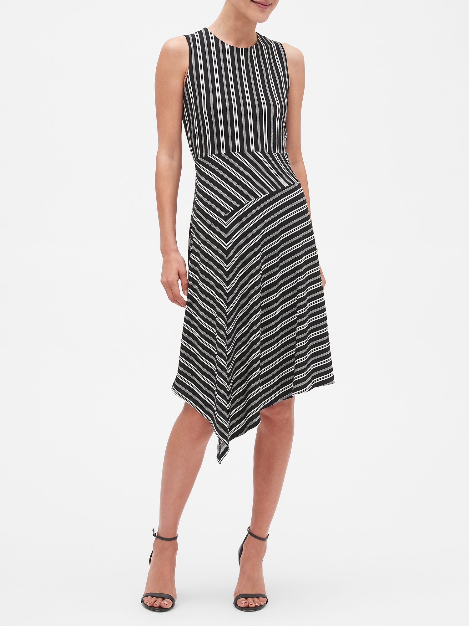 Petite Stripe Asymmetrical Shift Dress | Banana Republic Factory
