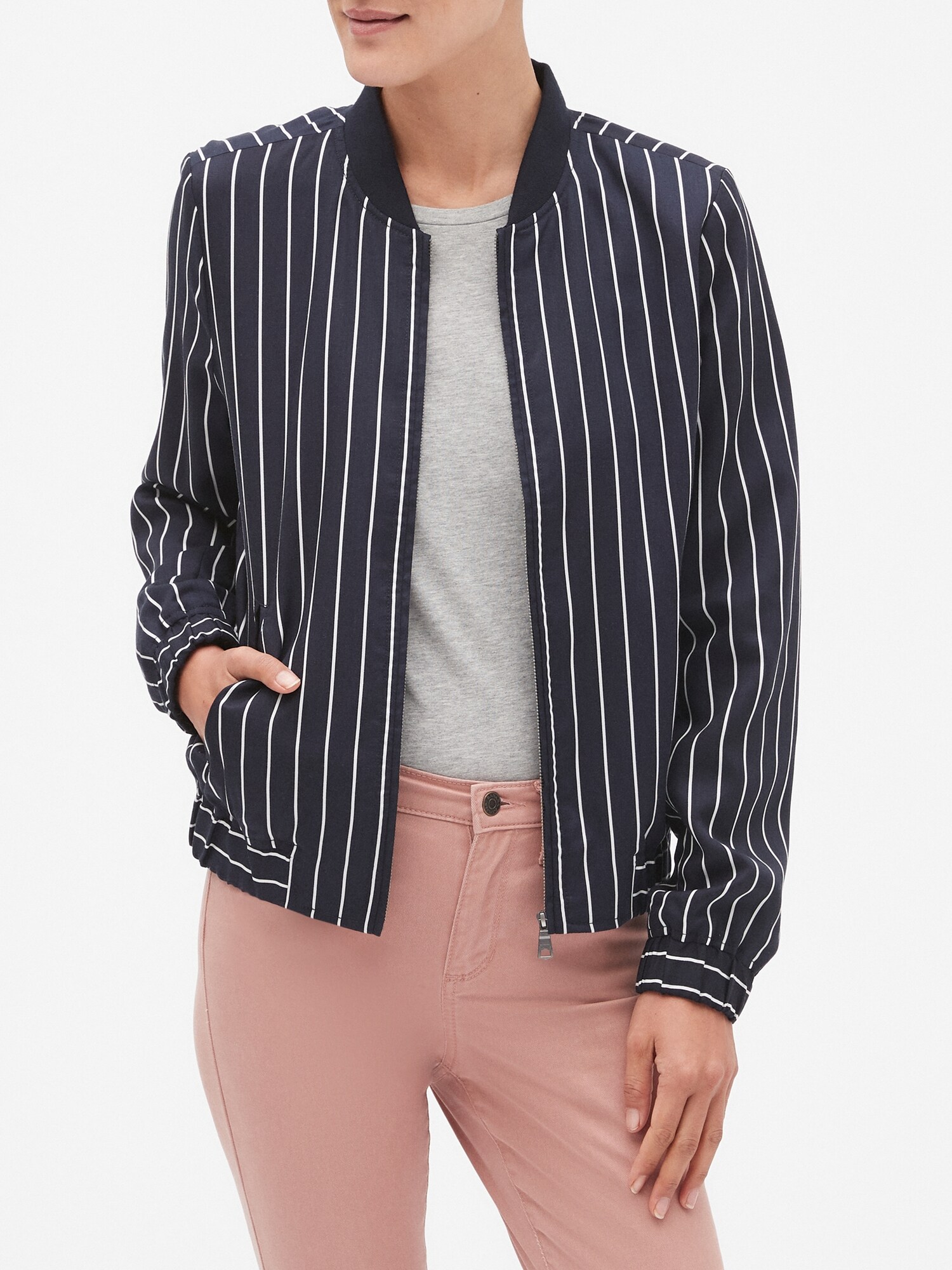 Stripe Tencel Er Jacket Banana Republic Factory