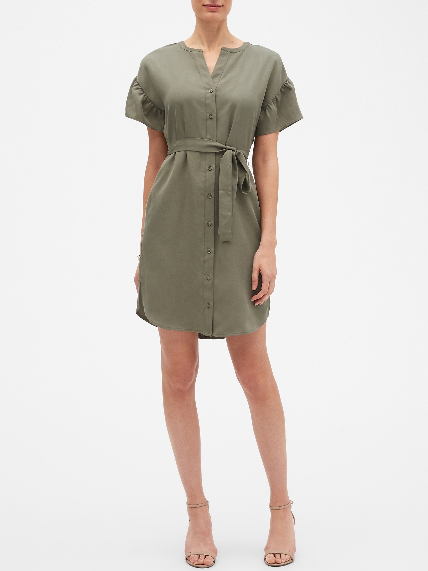 Frill Sleeve TENCEL™ Shirtdress | Banana Republic Factory