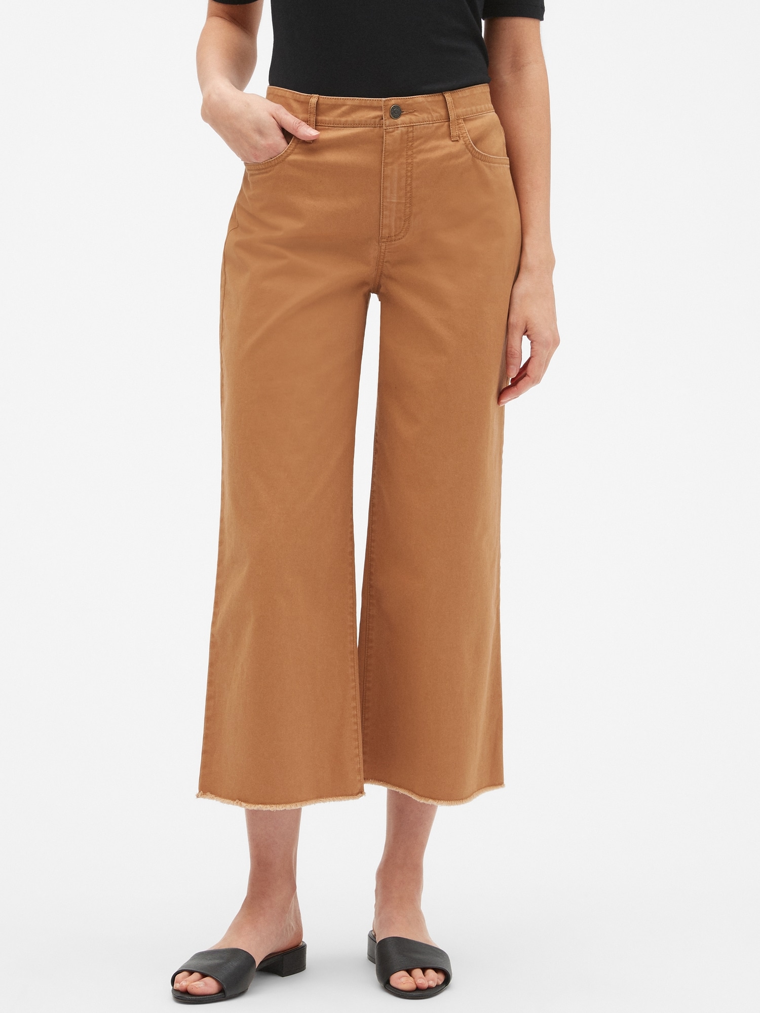 Raw Hem Wide-Leg Crop Chino | Banana Republic Factory