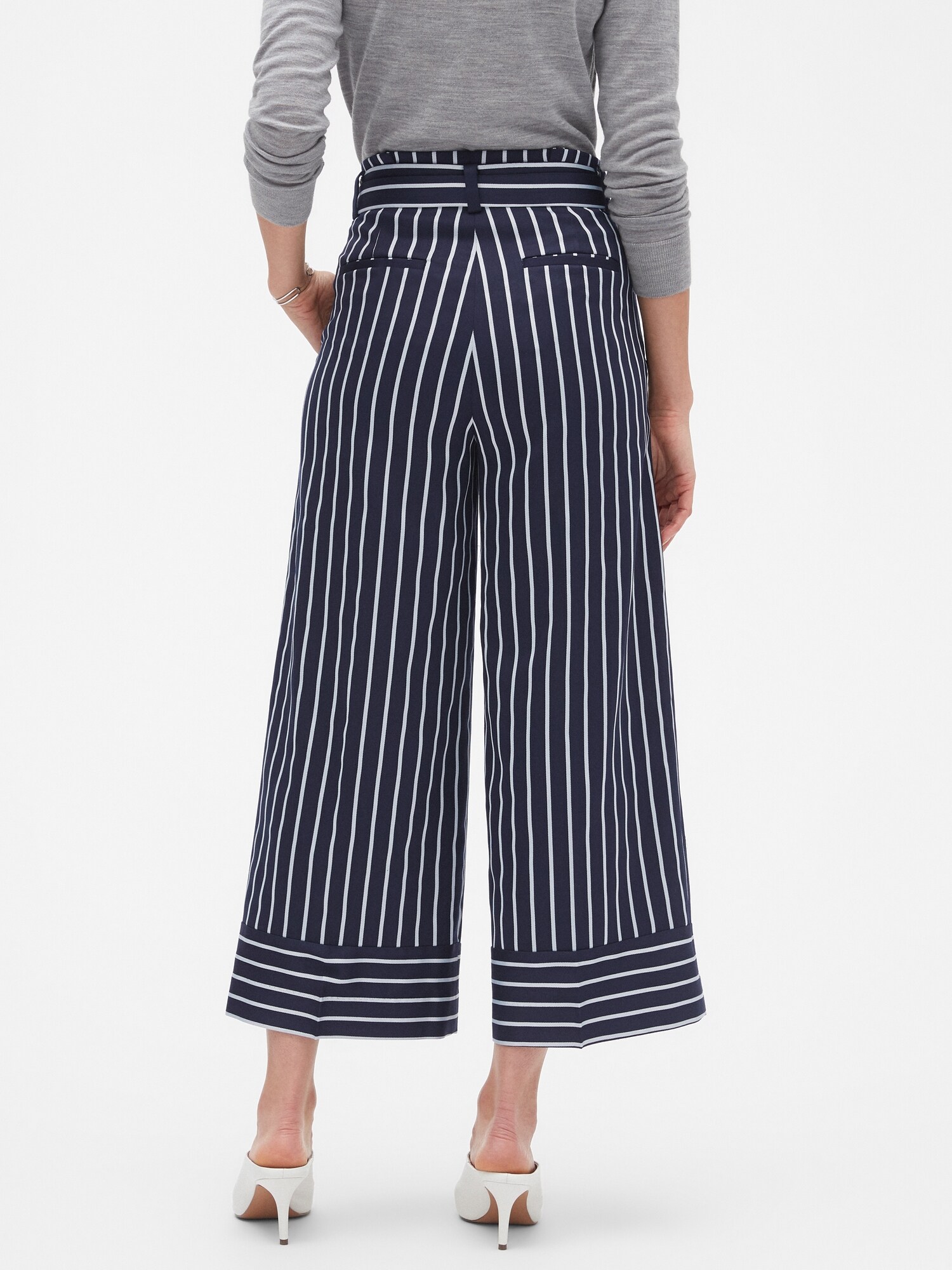 Blake Stripe Tie Waist Crop Pant | Banana Republic Factory