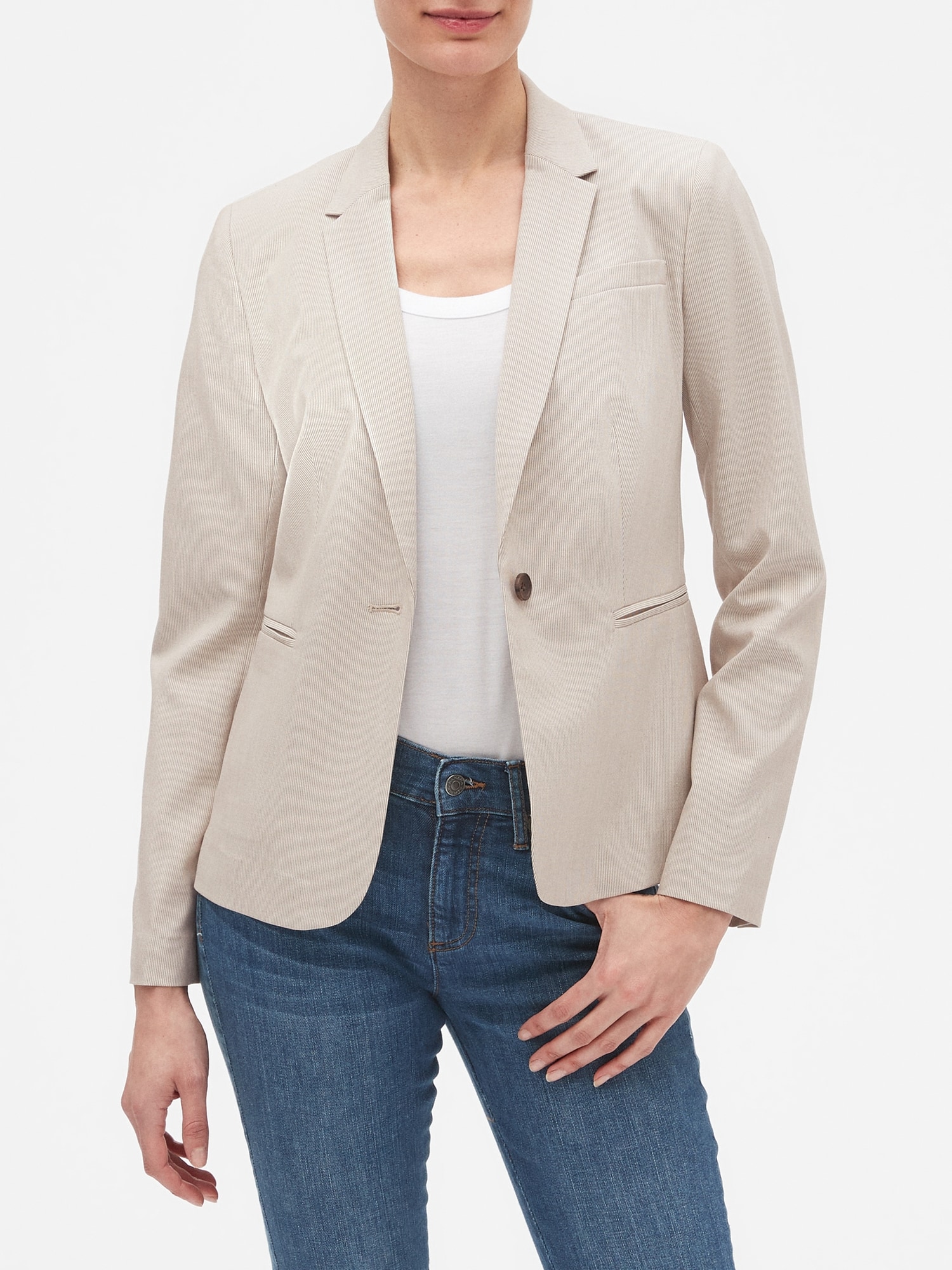 Machine Washable Neutral Mini Stripe Blazer Banana Republic Factory