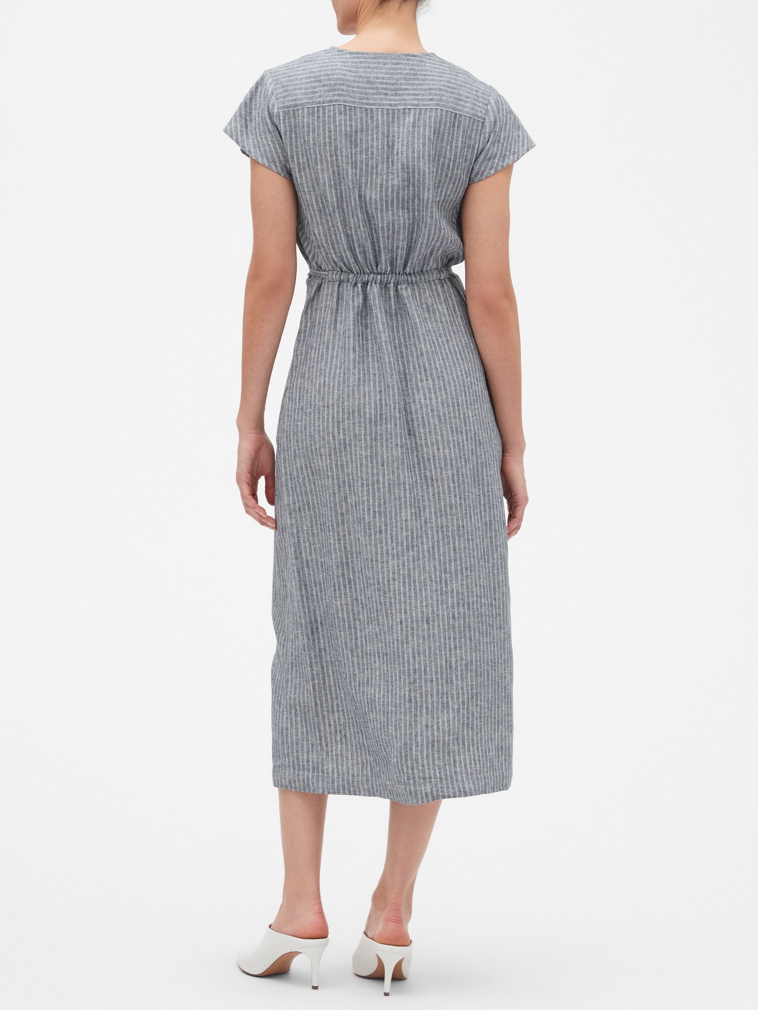 Stripe Linen Blend Patio Wrap Dress Banana Republic Factory