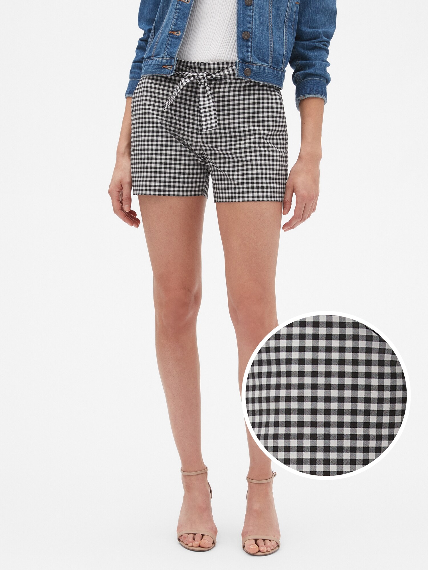 Tie Waist Gingham Shorts 4 inch inseam Banana Republic Factory