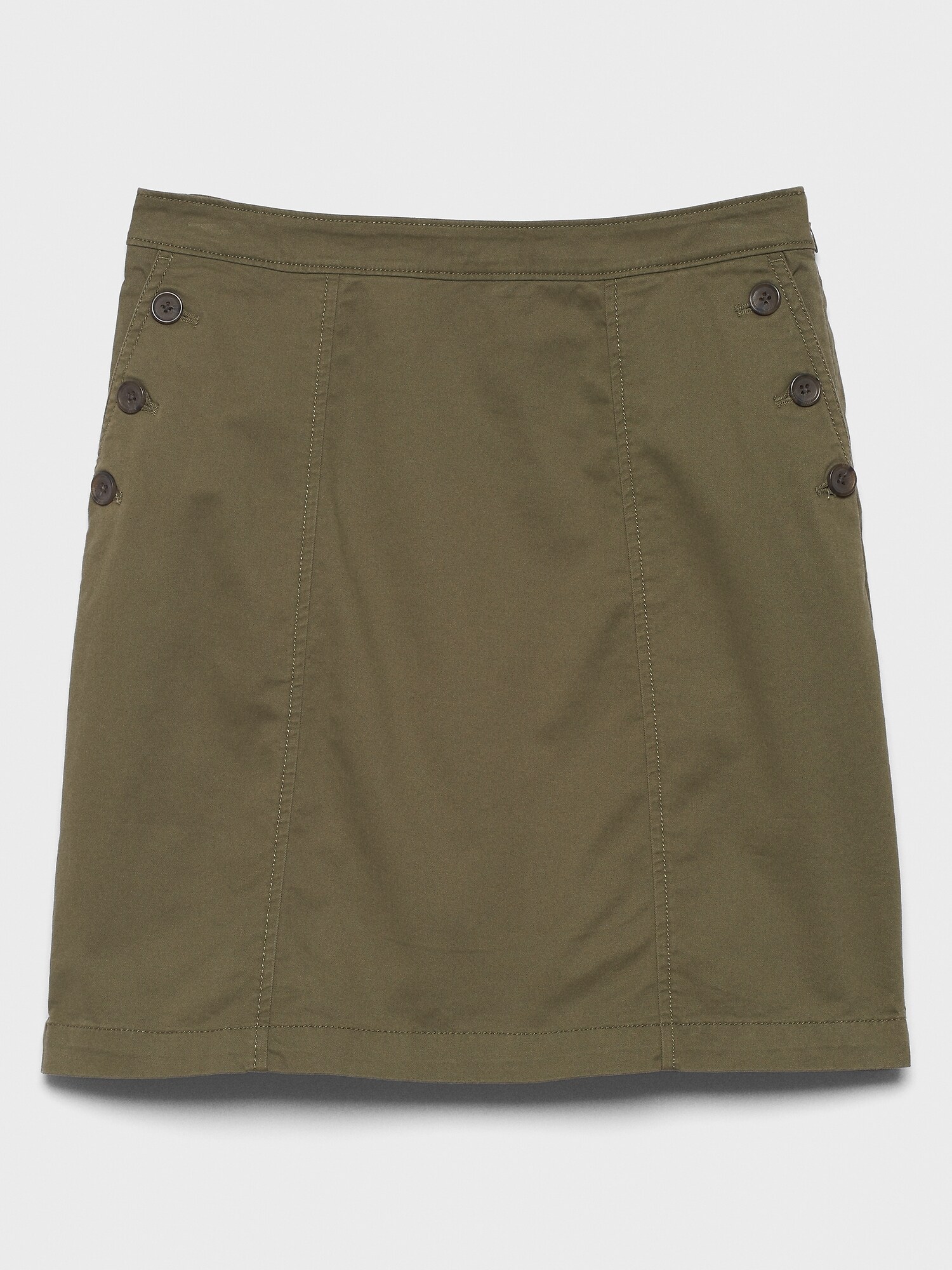 Button Pocket Chino A-Line Skirt