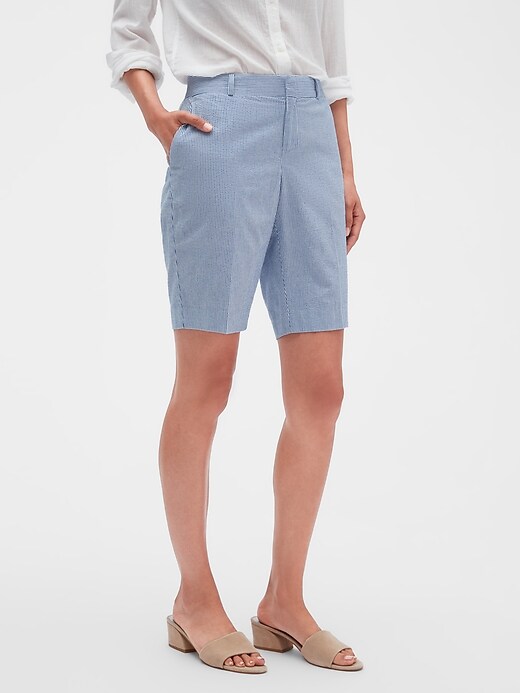 Tailored Seersucker Bermuda Shorts 10 inch inseam Banana Republic