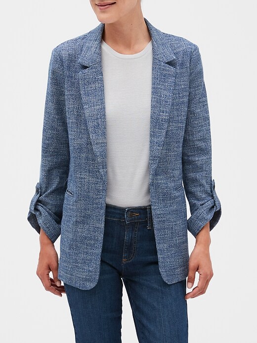 Marled Dobby Long Blazer Banana Republic Factory