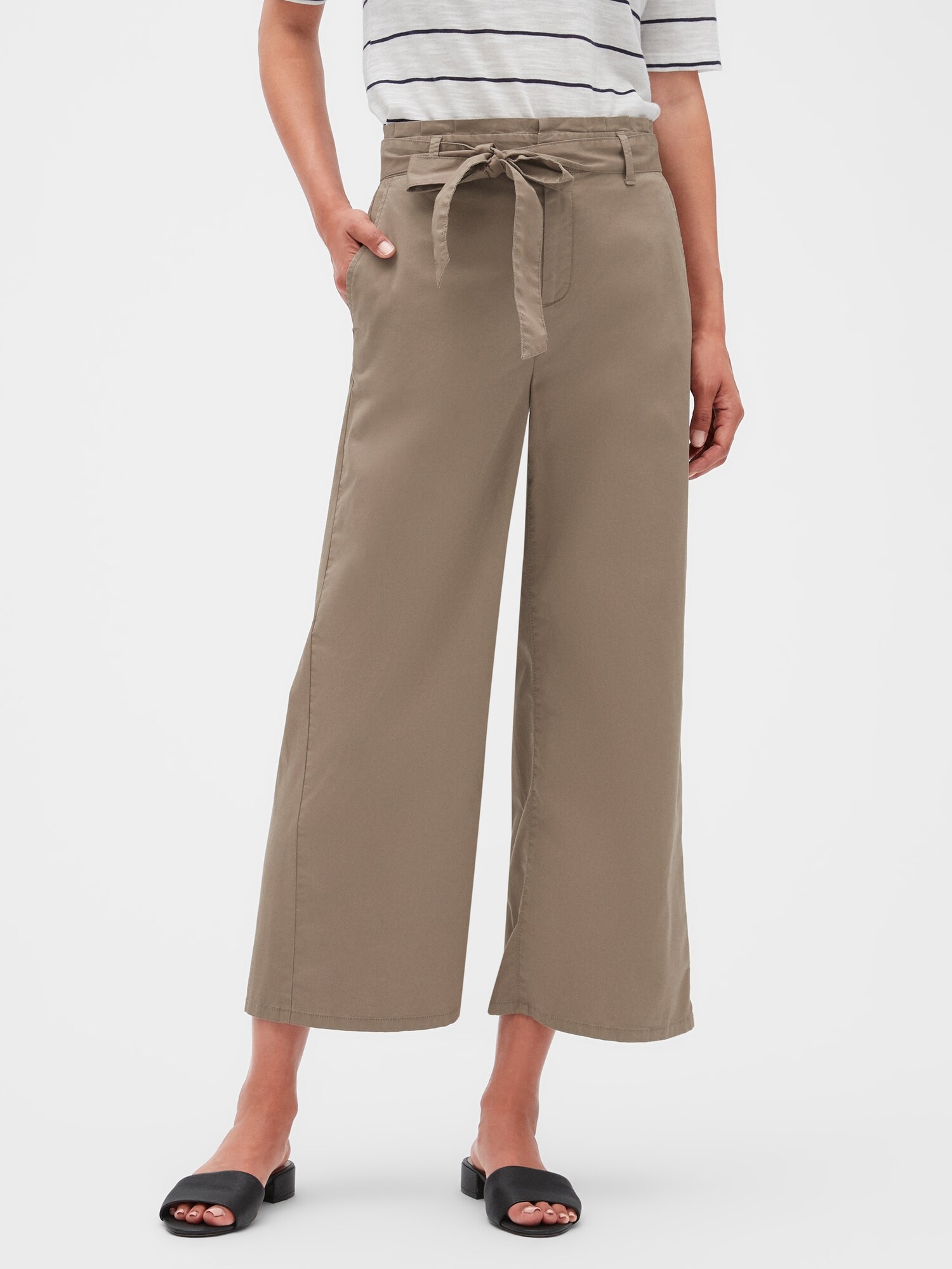 Paperbag Waist Wide Leg Lightweight Chino Crop Pant Banana Republic