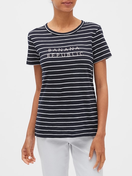 Stripe Banana Republic Logo T Shirt Banana Republic Factory