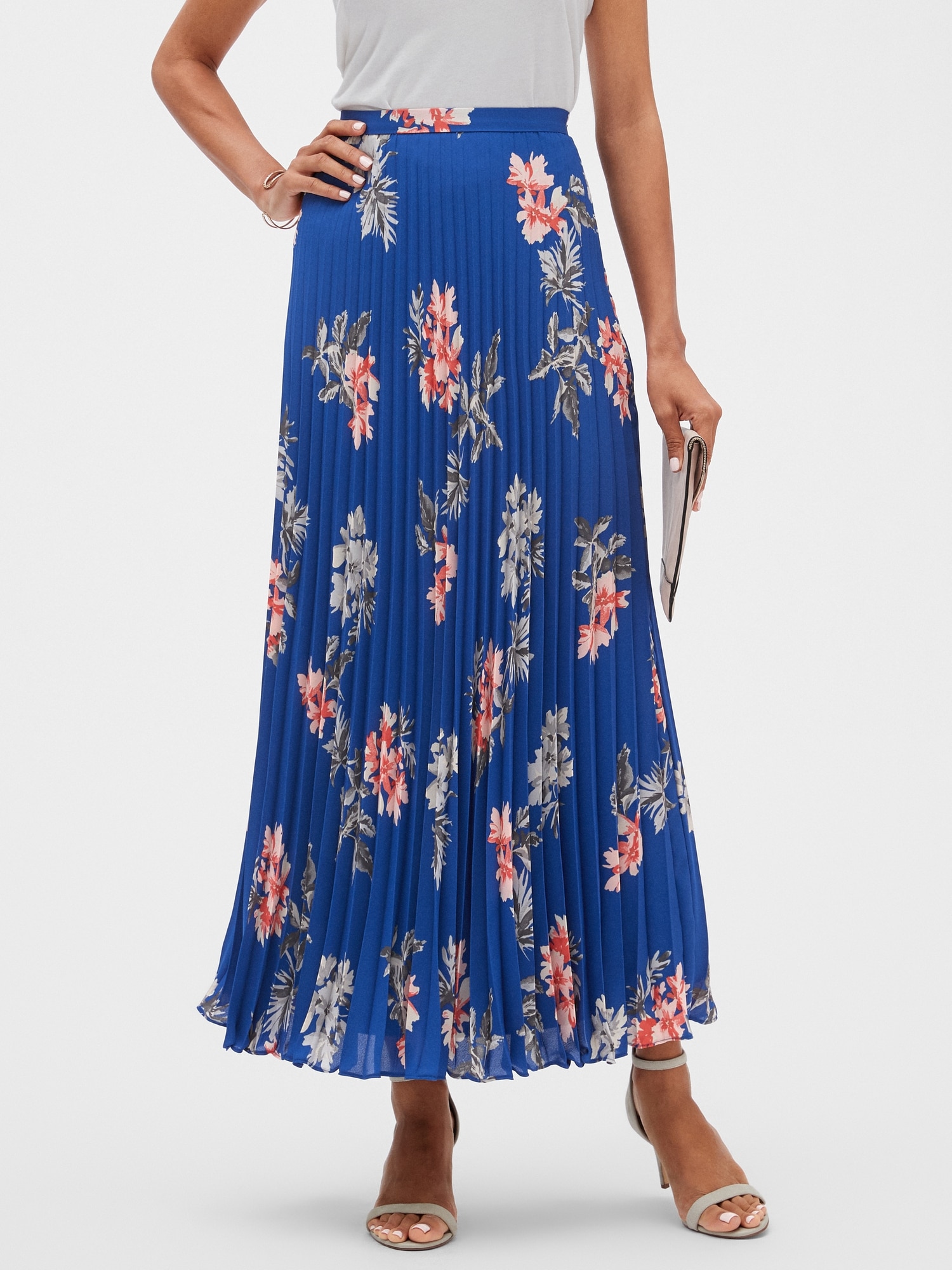 Floral Print Pleated Maxi Skirt | Banana Republic Factory