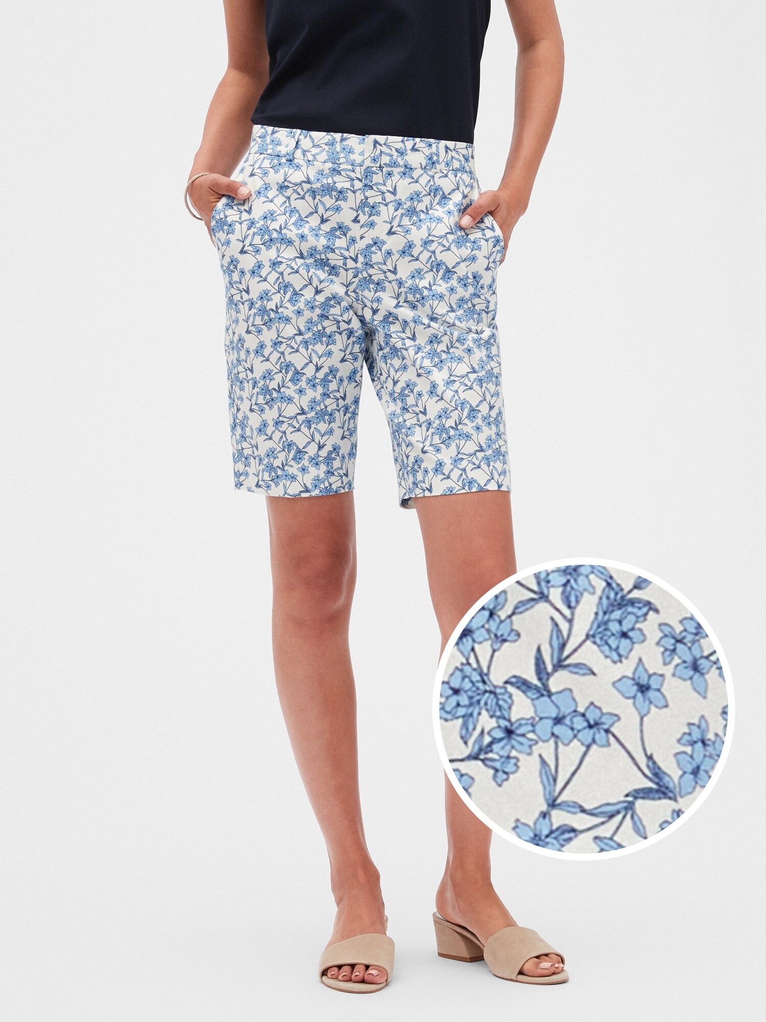 Tailored Floral Print Bermuda Shorts - 10 inch inseam | Banana Republic ...