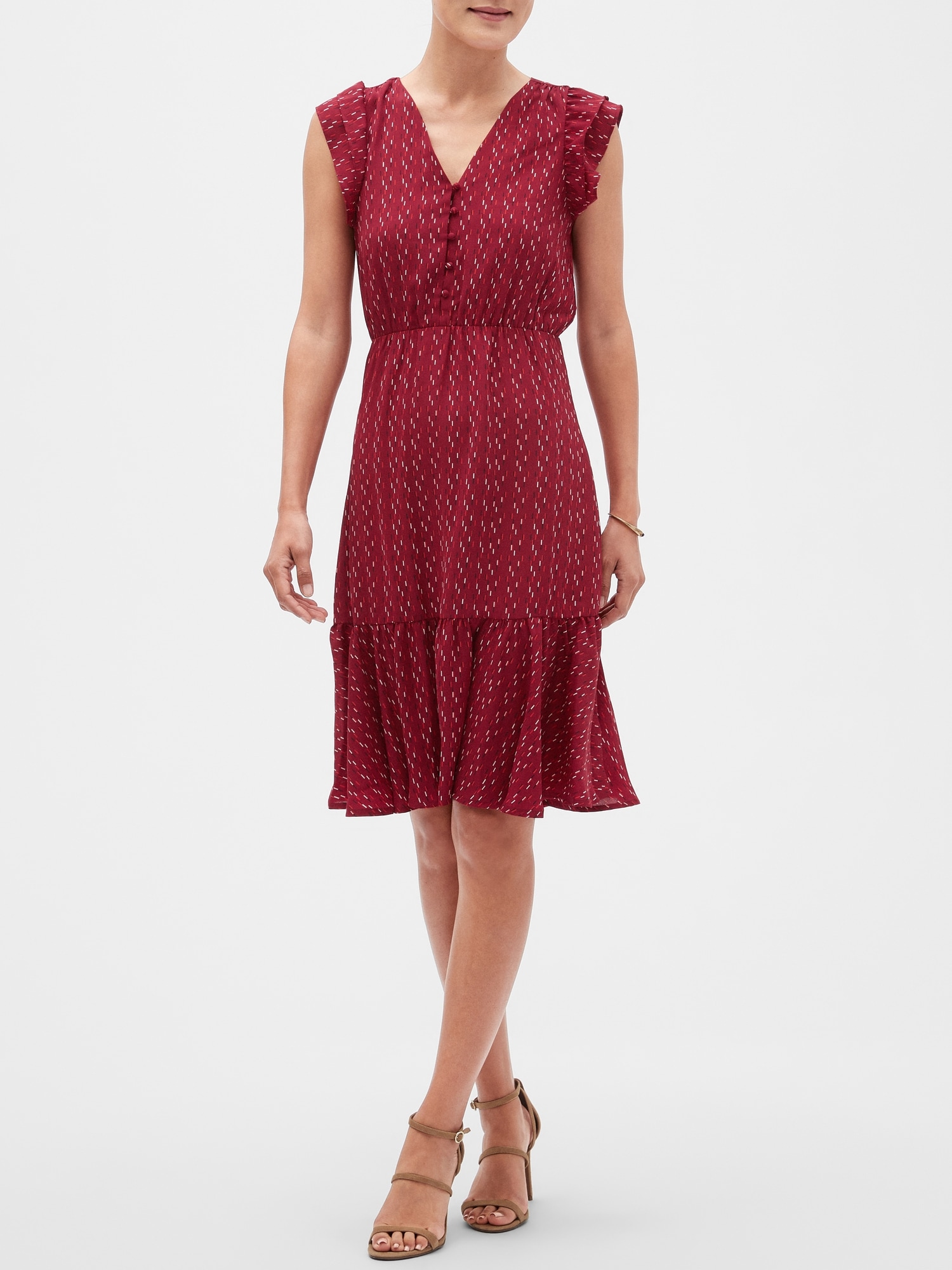flutter sleeve fit and flare dress