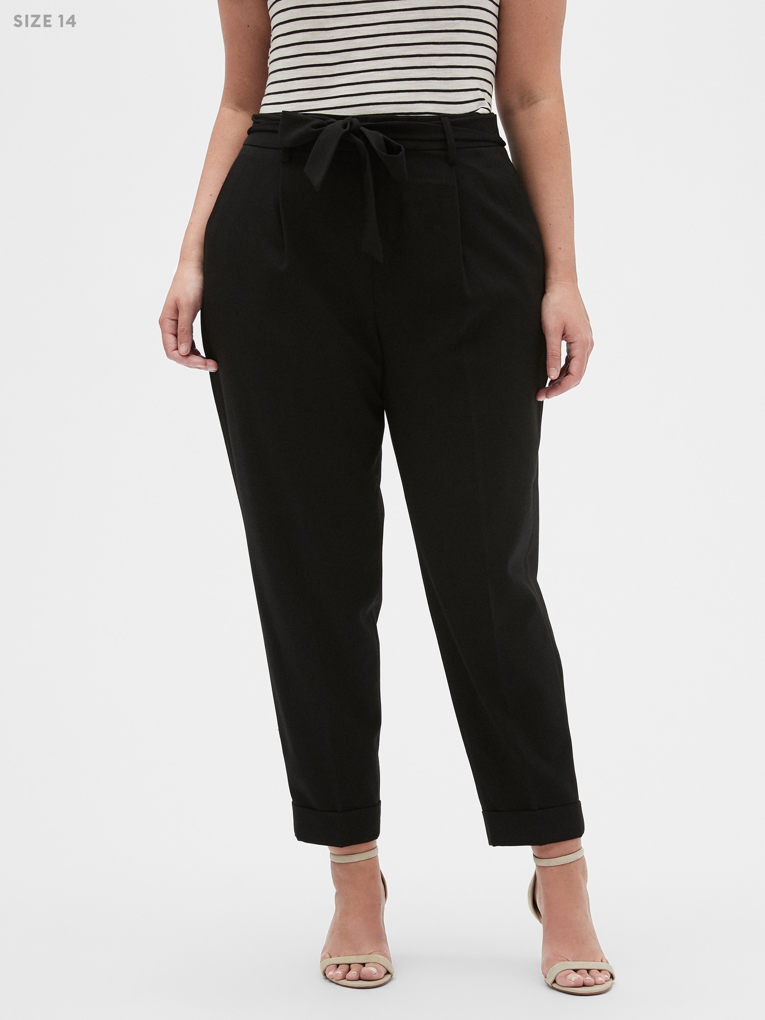 Black Tie Waist Tapered Trousers | New Look