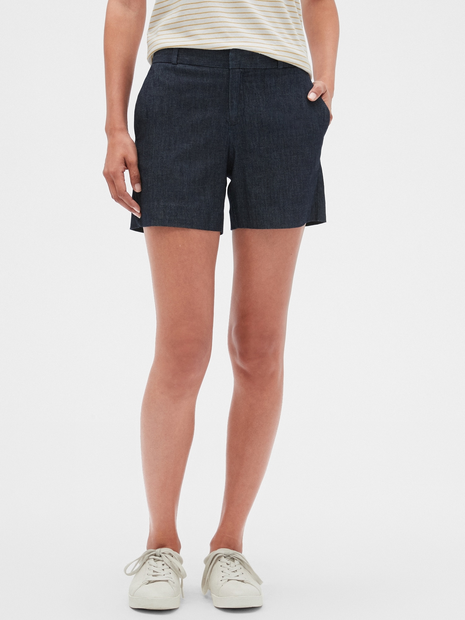 white denim shorts 5 inch inseam