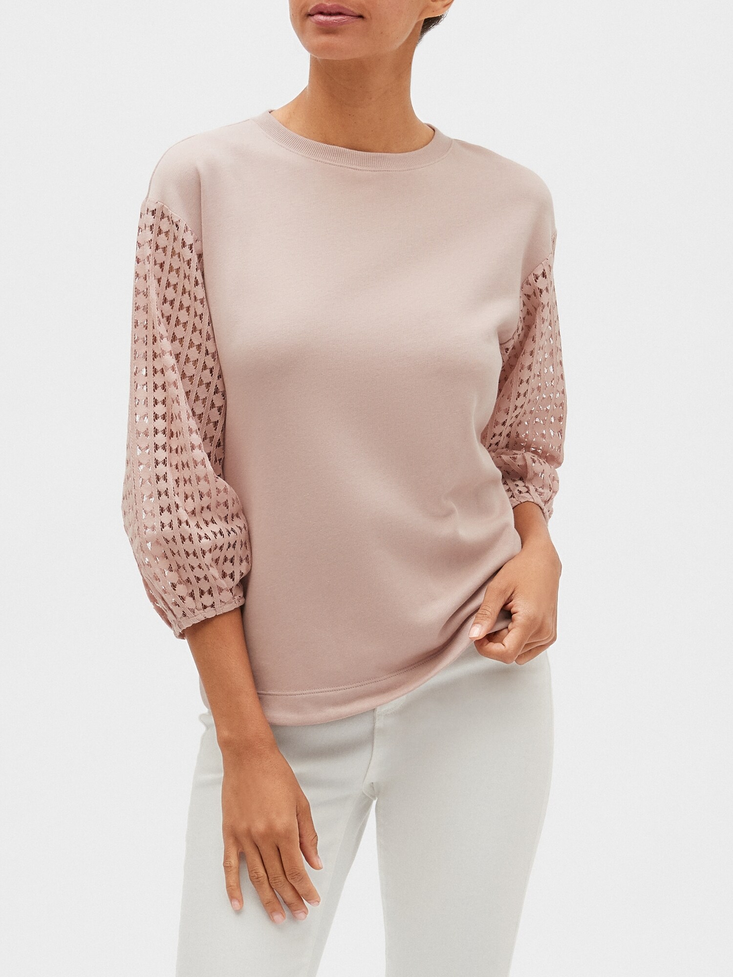 lace sleeve sweatshirt