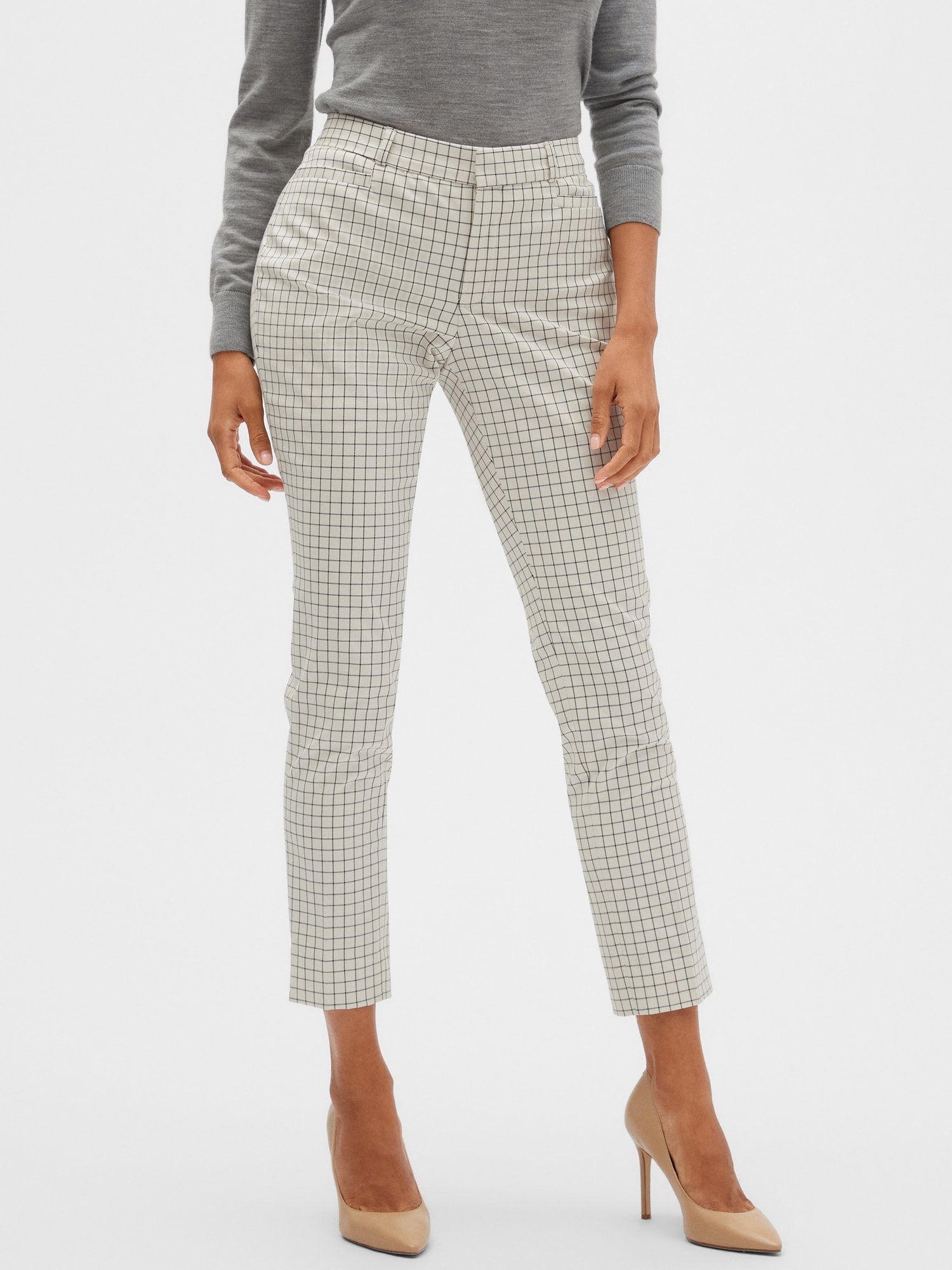 Petite Curvy Sloan Windowpane Slim Ankle Pant | Banana Republic Factory