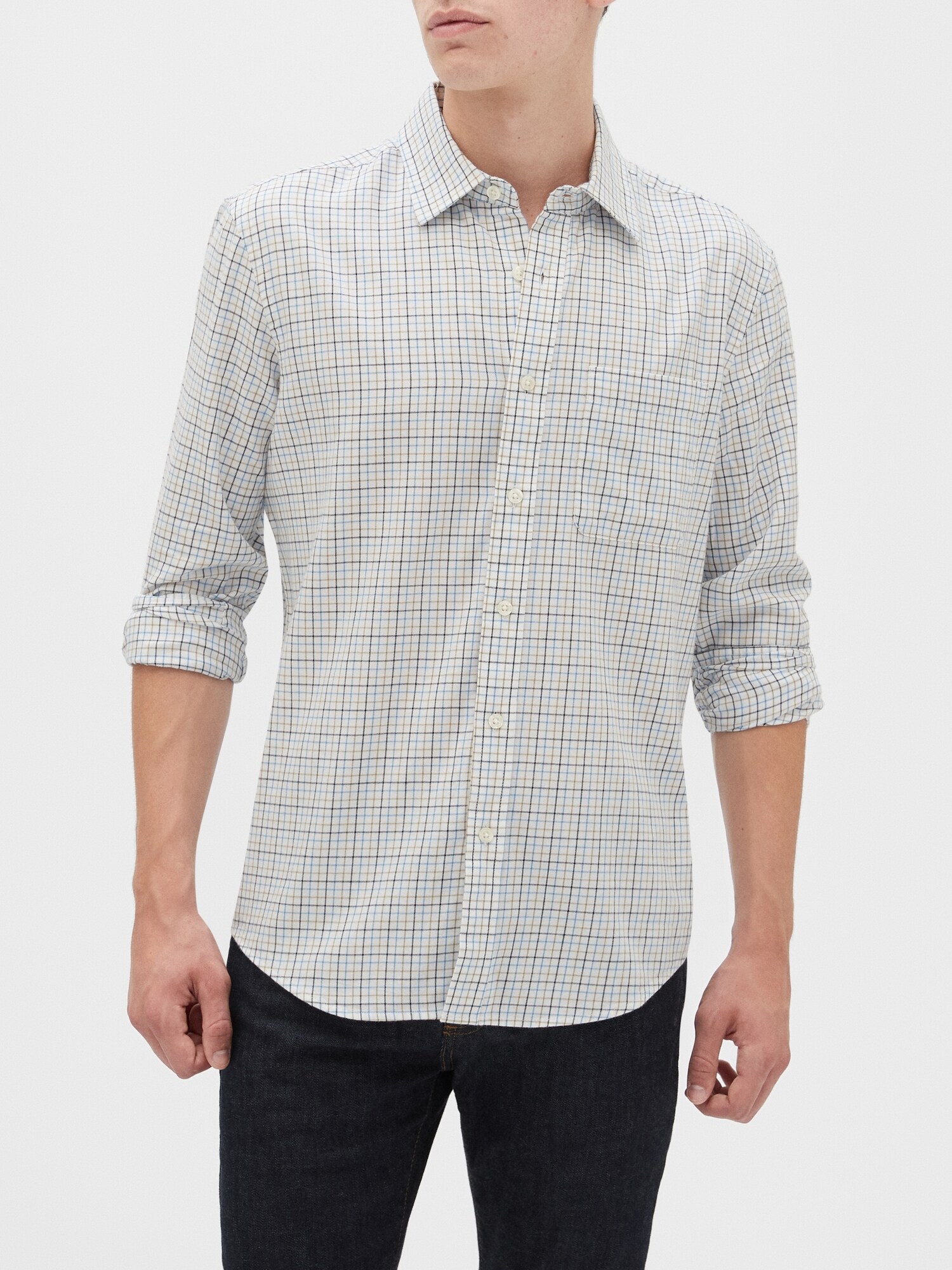 SlimFit Untucked Flannel Shirt Banana Republic Factory