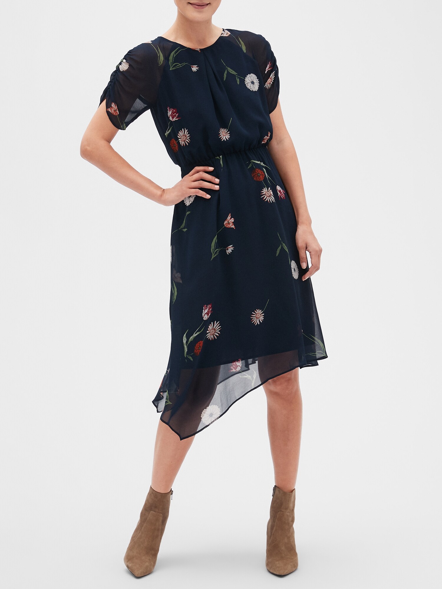 Asymmetrical fit and flare cheap dress