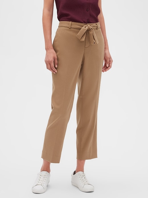 Petite Avery Tie-Waist Brushed Twill Tailored Ankle Pant | Banana ...