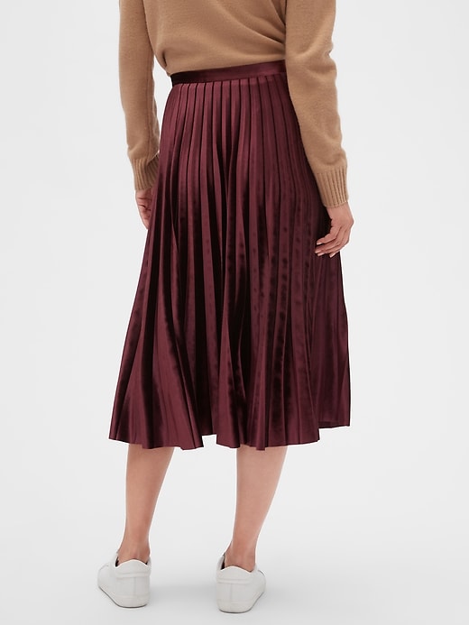 burgundy pleated midi skirt h&m