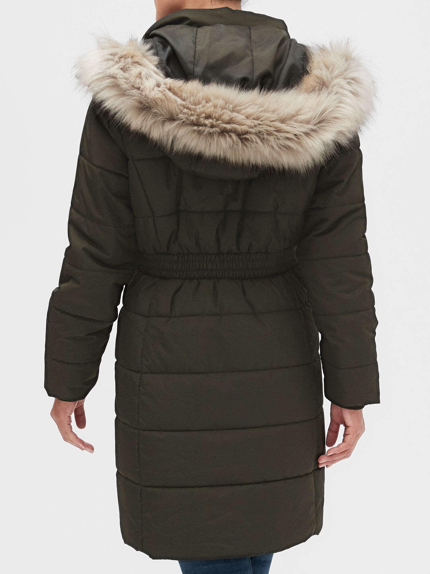 puffer jacket with fur hood long