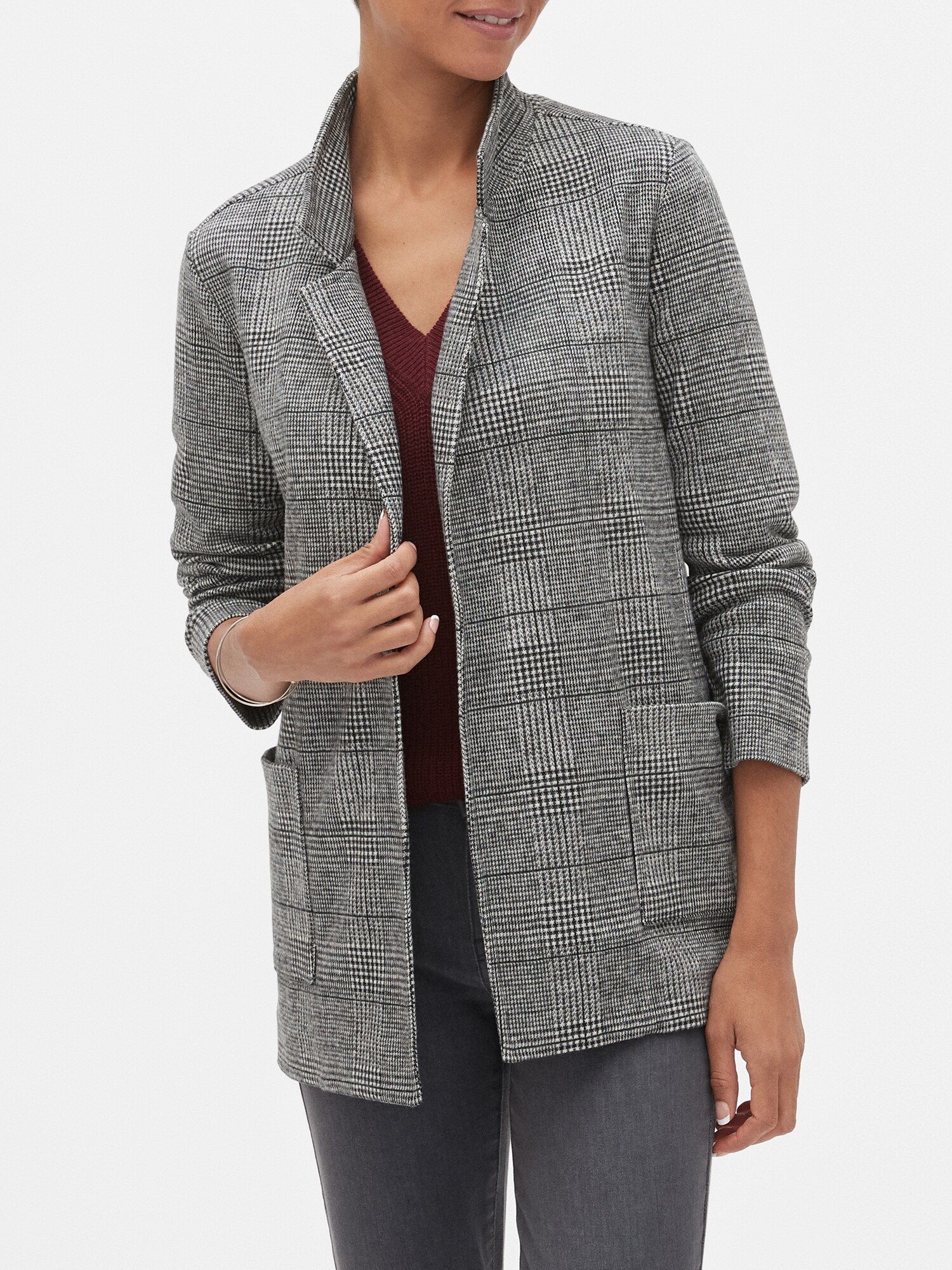 Grey plaid shop boyfriend blazer