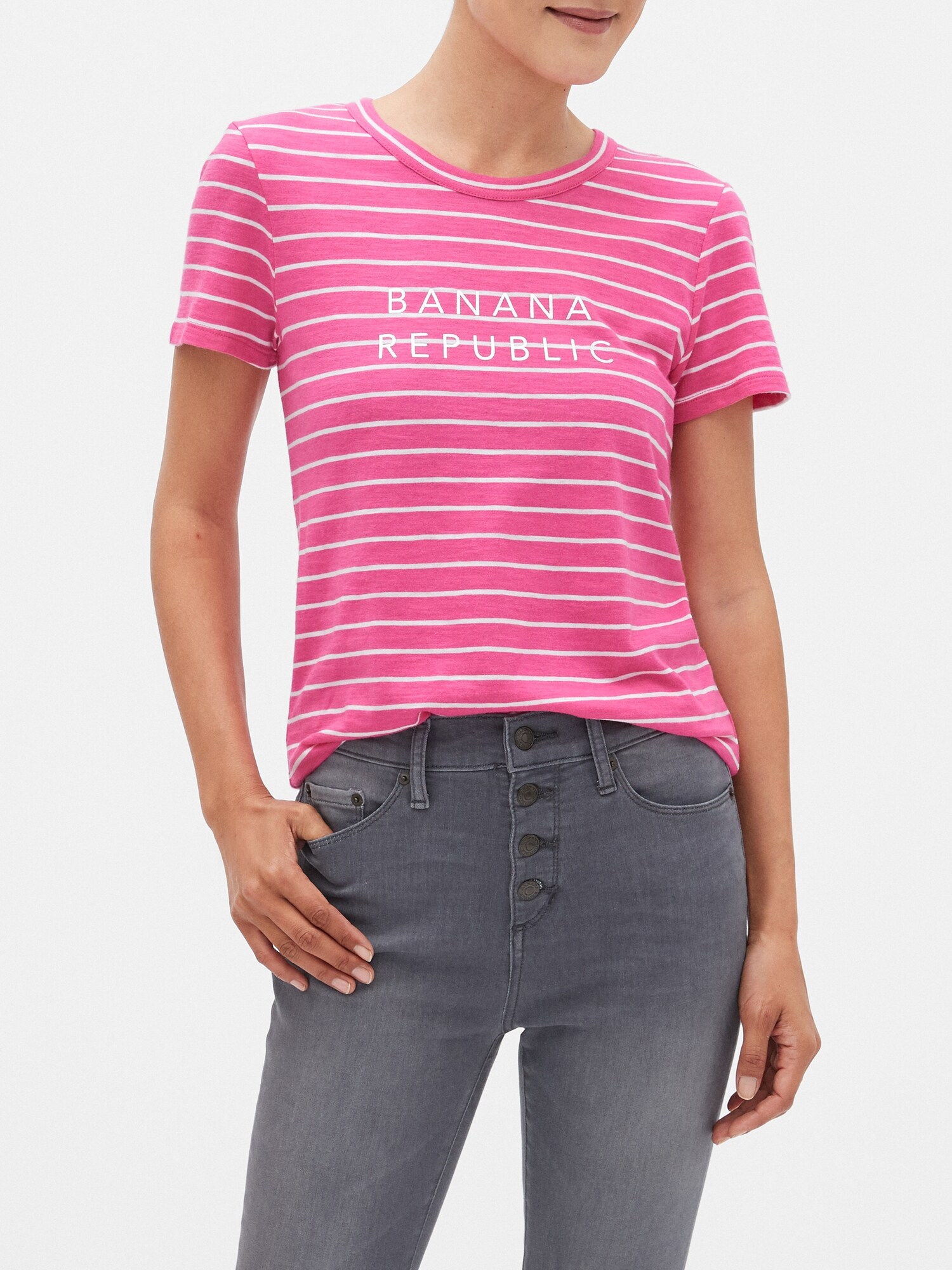 Striped Banana Republic Logo TShirt Banana Republic Factory