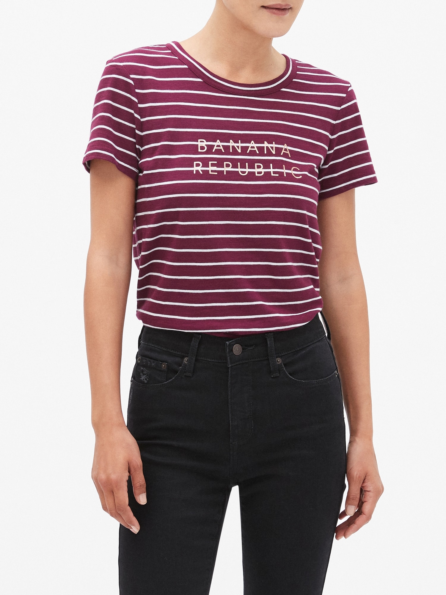 Striped Banana Republic Logo TShirt Banana Republic Factory