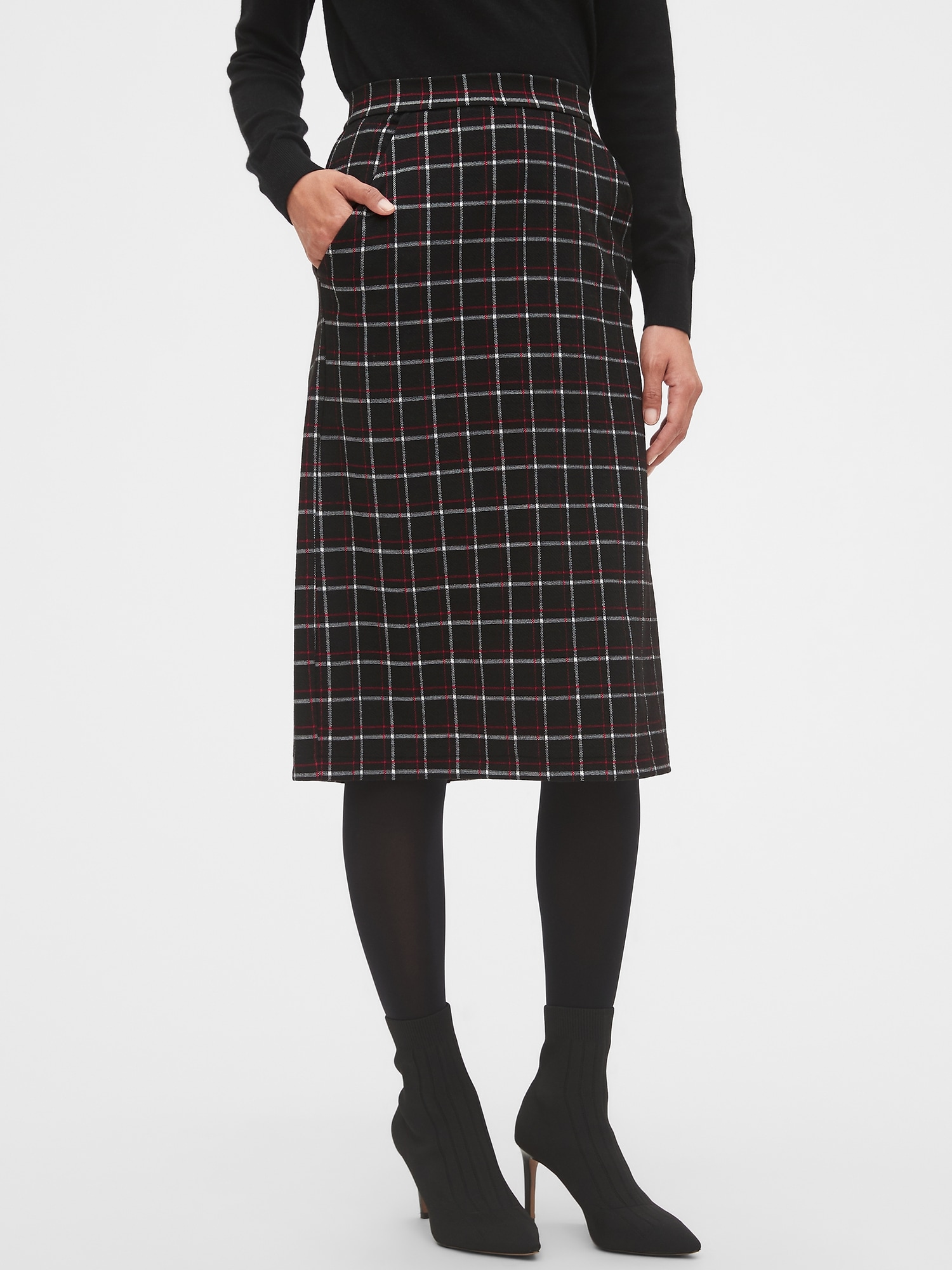 Knit Plaid Pencil Skirt | Banana Republic Factory