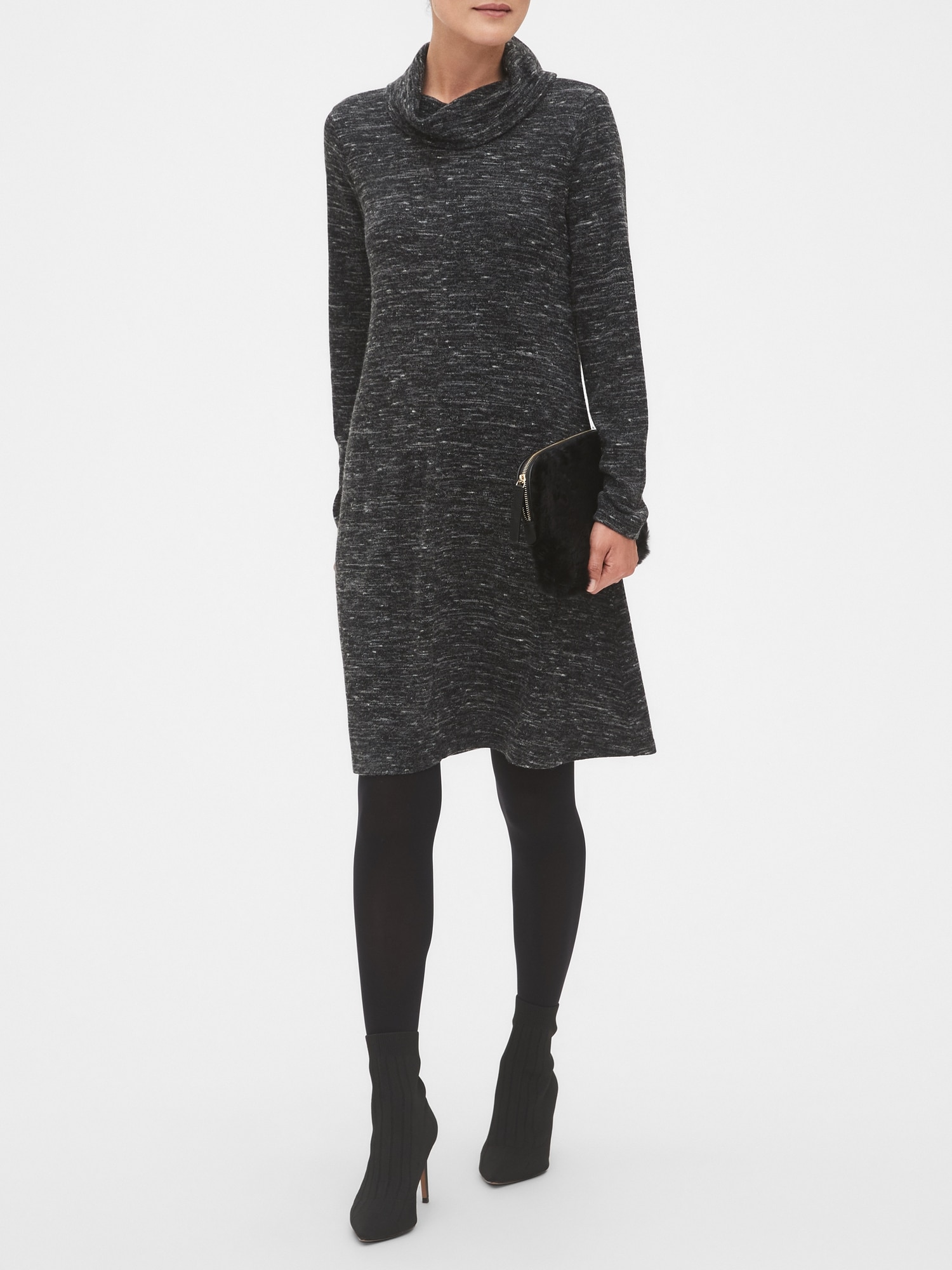 grey cowl neck sweater dress