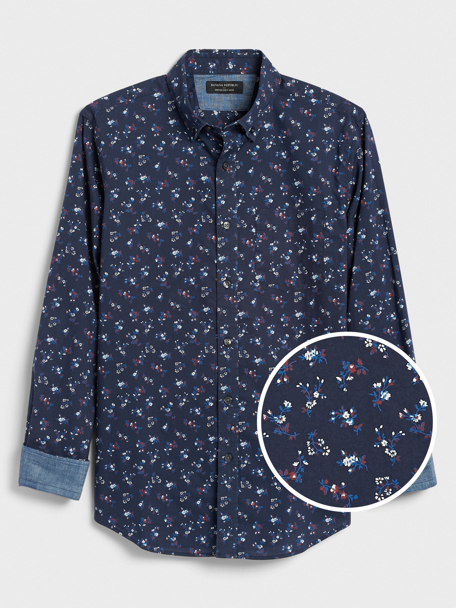 Slim-Fit Soft-Wash Print Shirt | Banana Republic Factory
