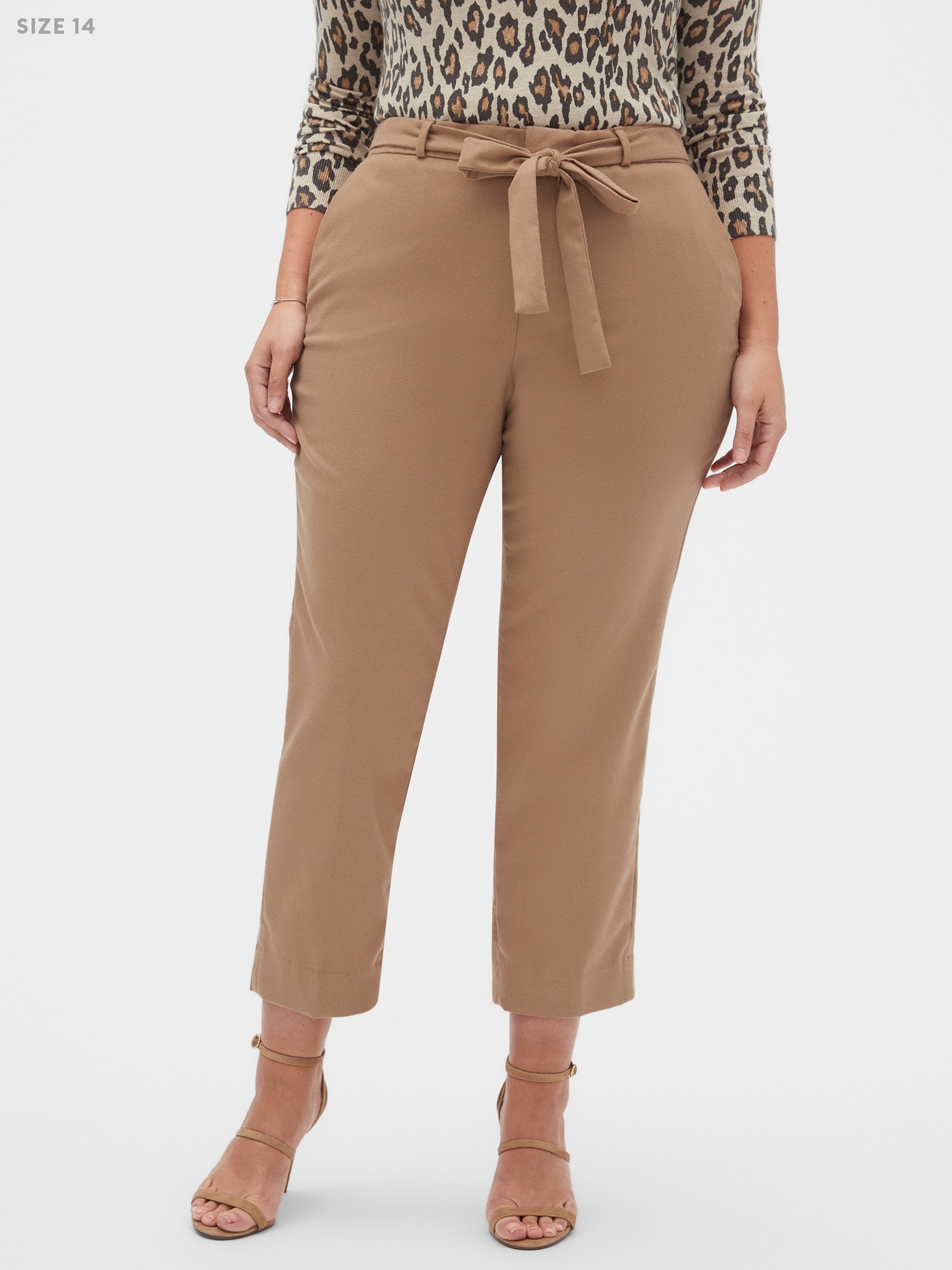 Avery Tie-Waist Brushed Twill Tailored Ankle Pant