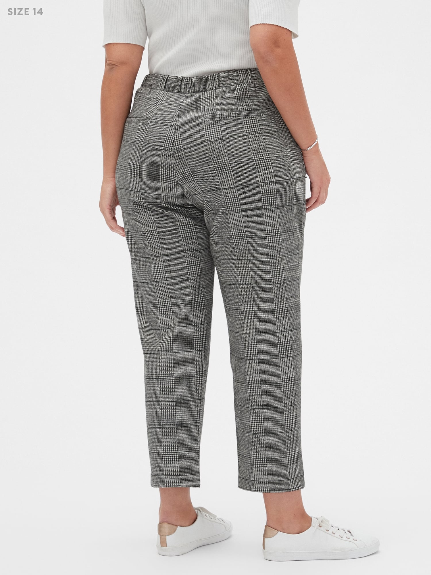 Hayden Pull-On Knit Brushed Plaid Ankle Pant