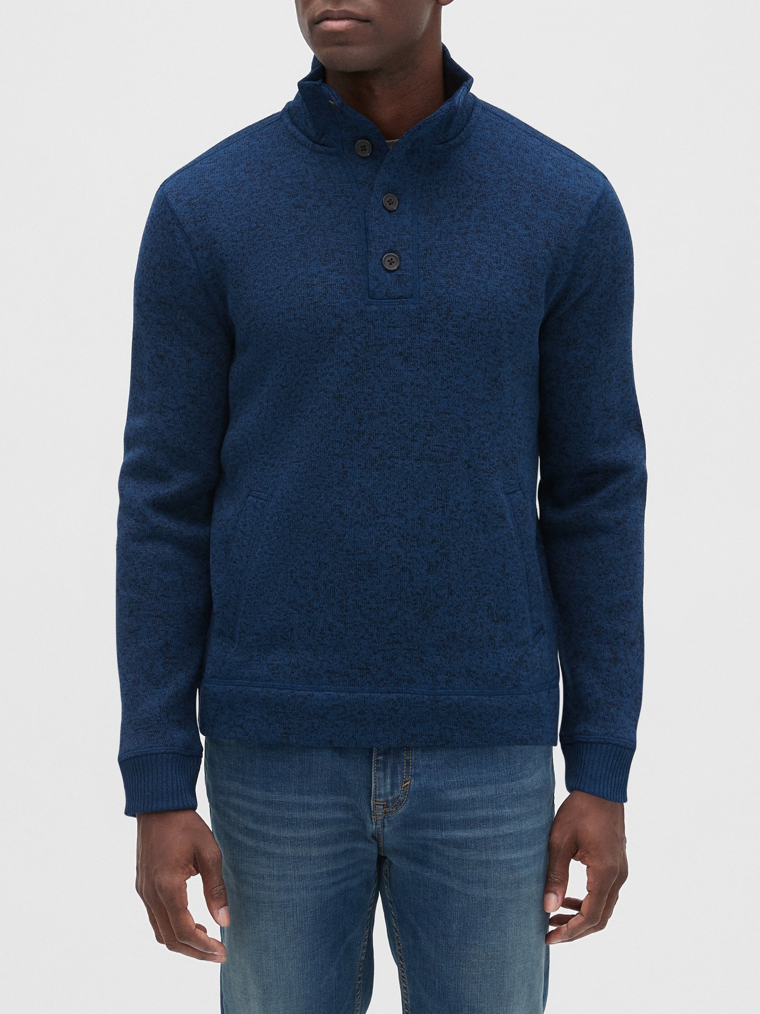GAP Mens Long Sleeves Fleece Front half-zip mockneck Pullover Sweater NEW