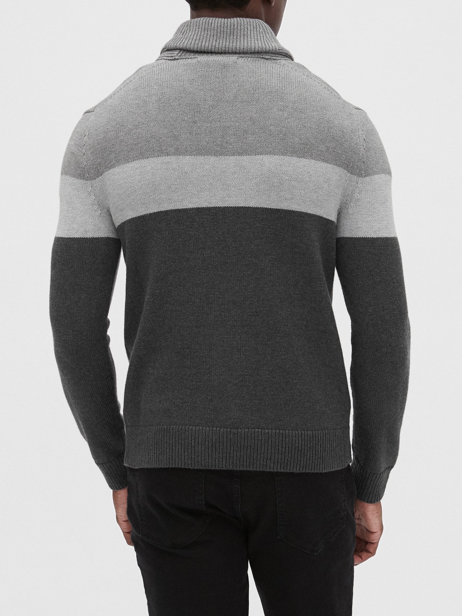 Color Block Shawl-Collar Sweater
