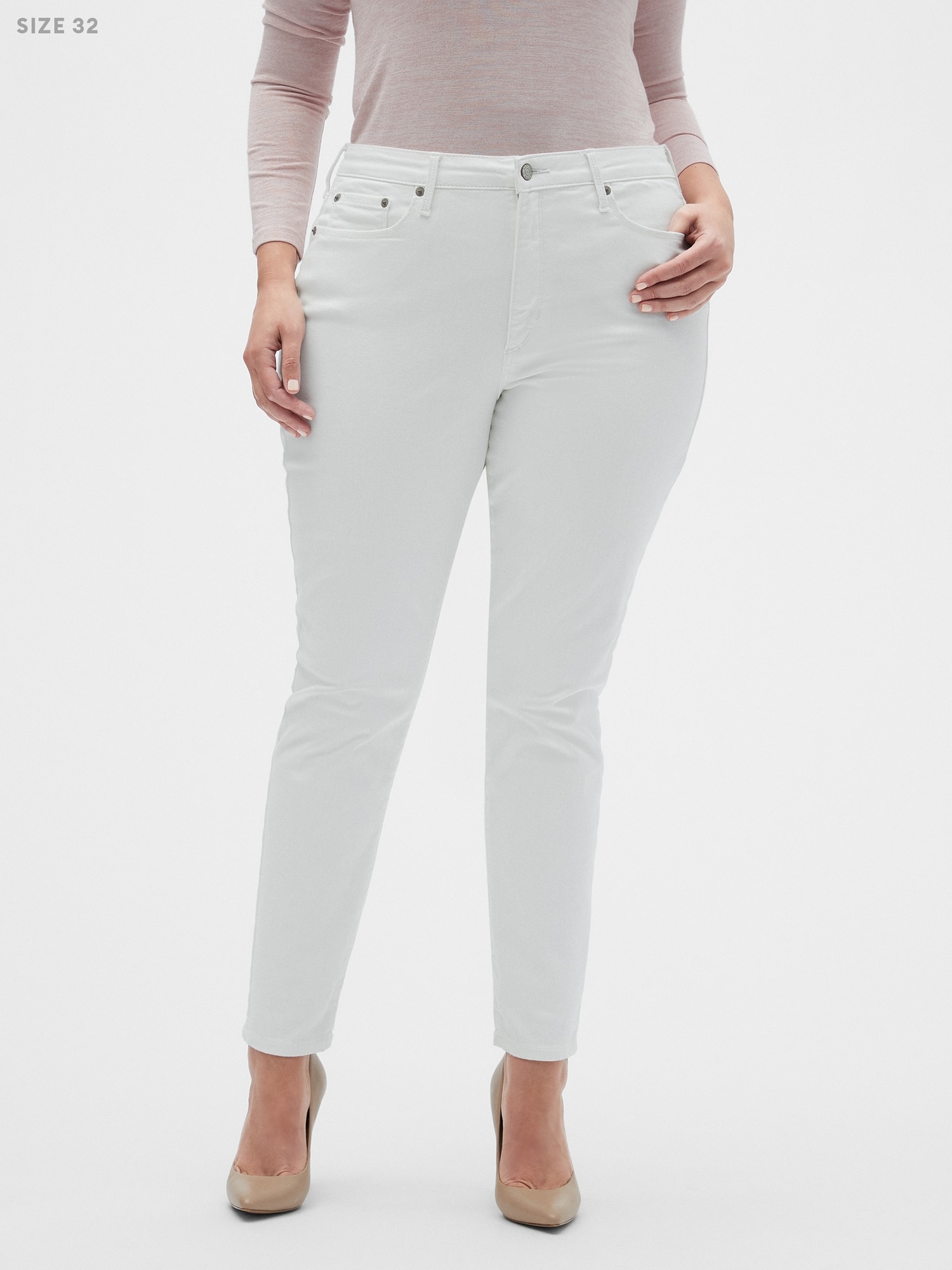Curvy Fit Sculpt Stain Resistant White Skinny Jean