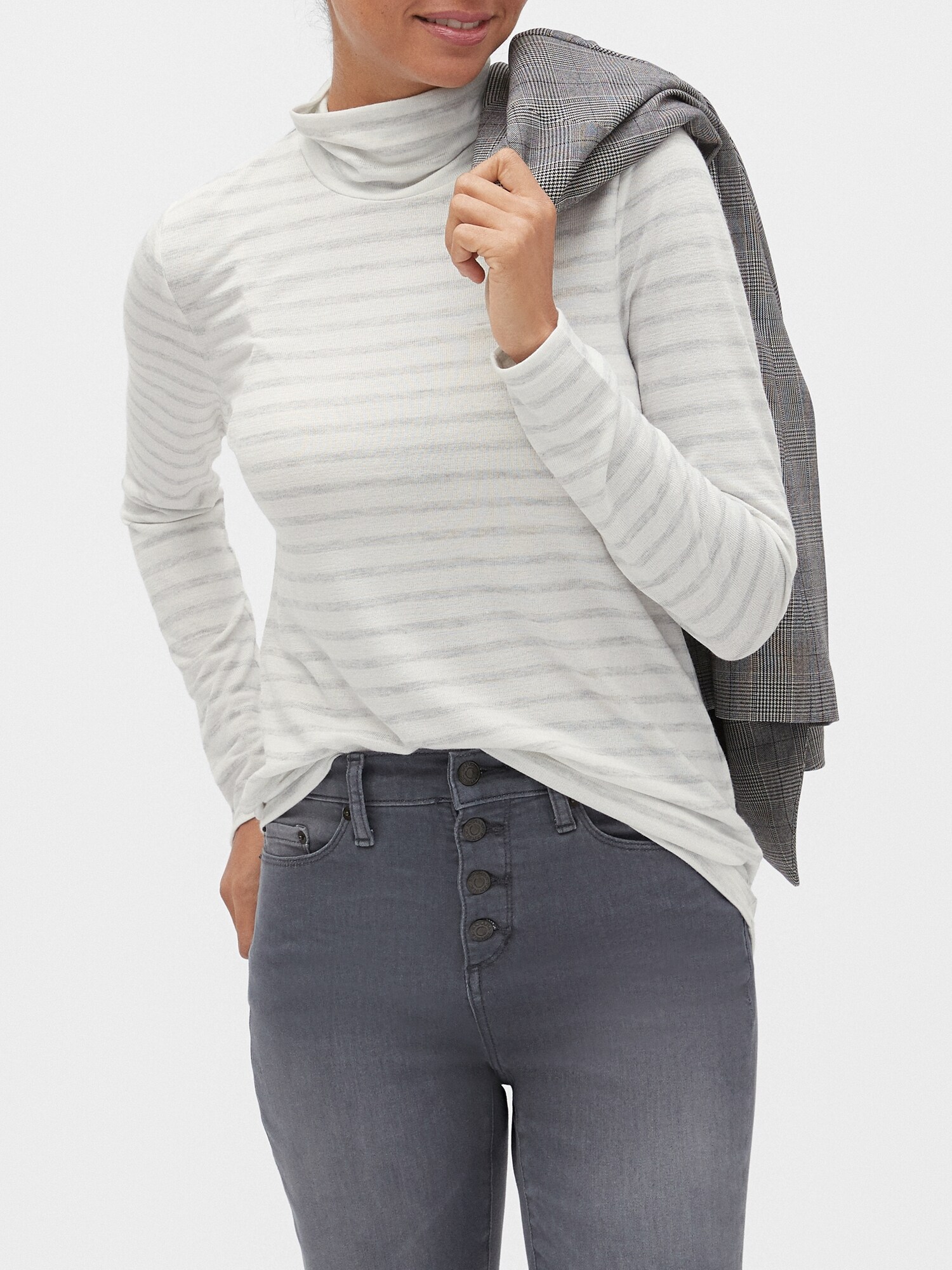 Stripe LuxeSpun Turtleneck Top Banana Republic Factory