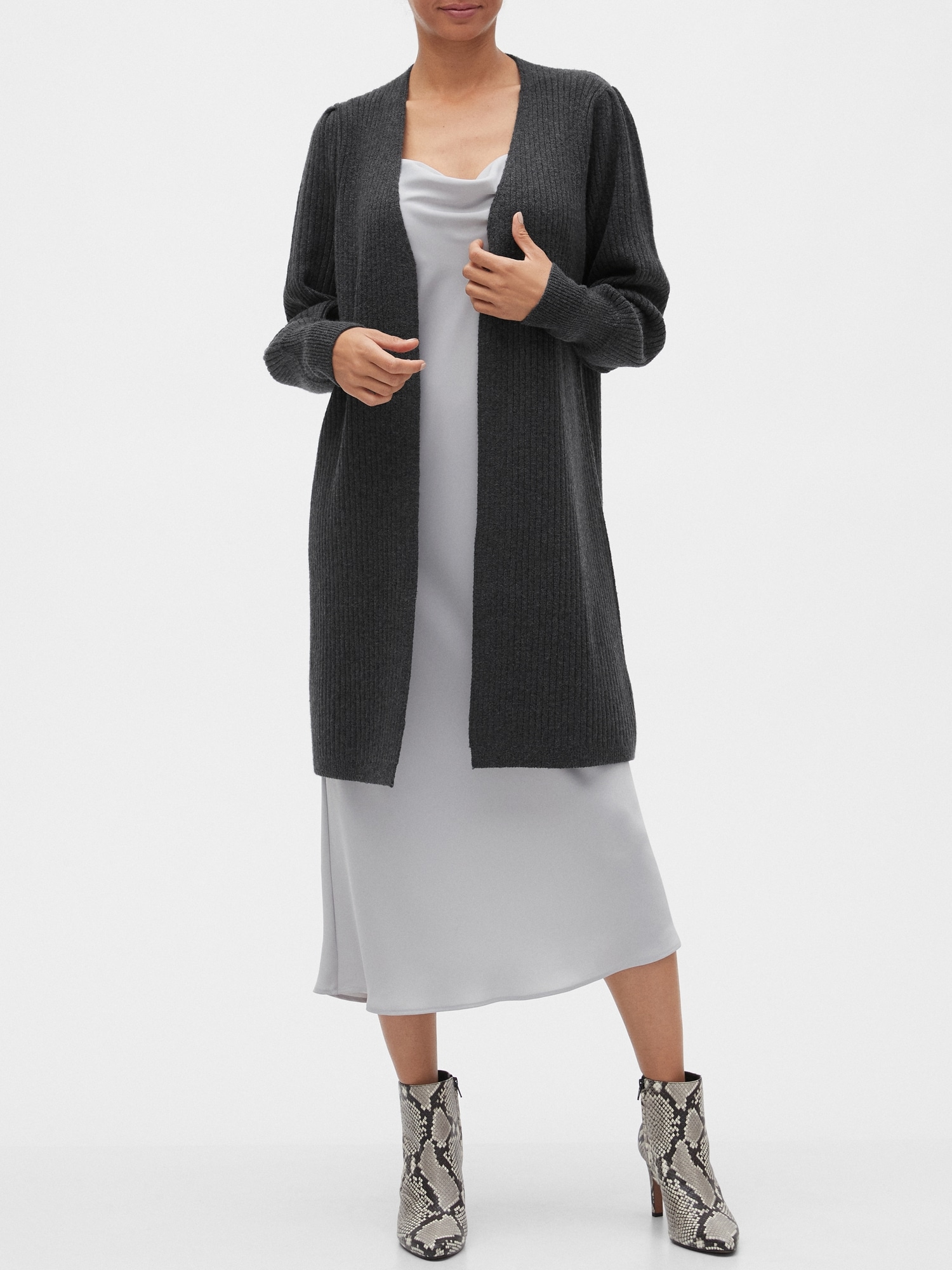 Ribbed Open-Front Duster Cardigan | Banana Republic Factory