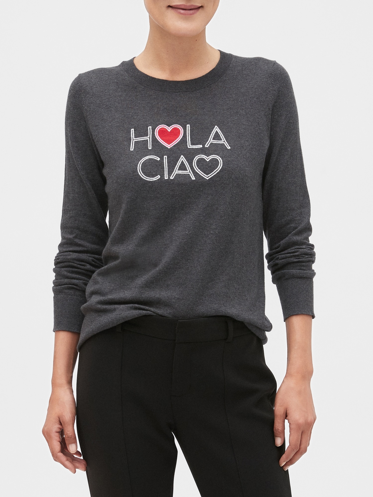 Washable Forever Hola Ciao Crew-Neck Sweater