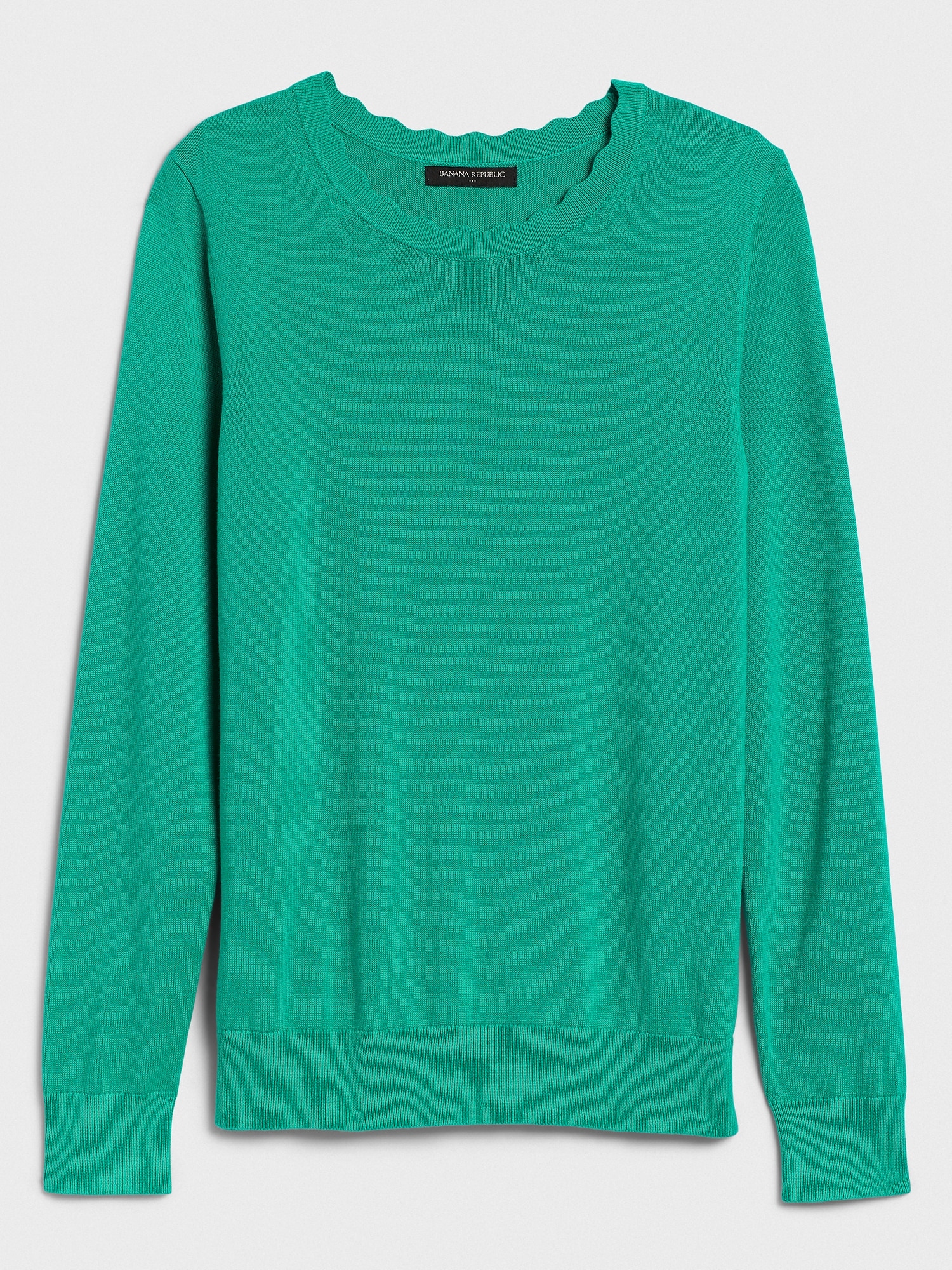 Washable Forever Scallop Crew-Neck Sweater