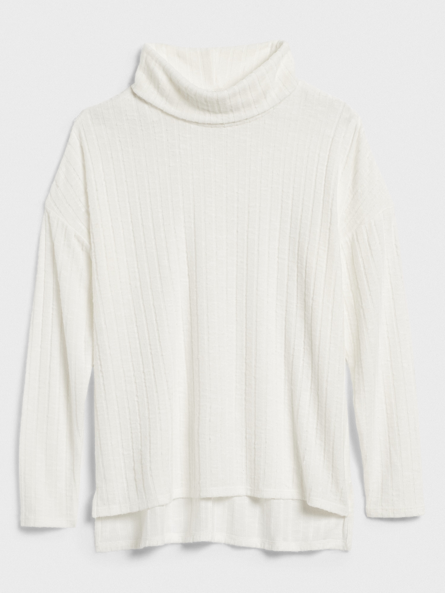 Brush Ribbed Funnel-Neck Top